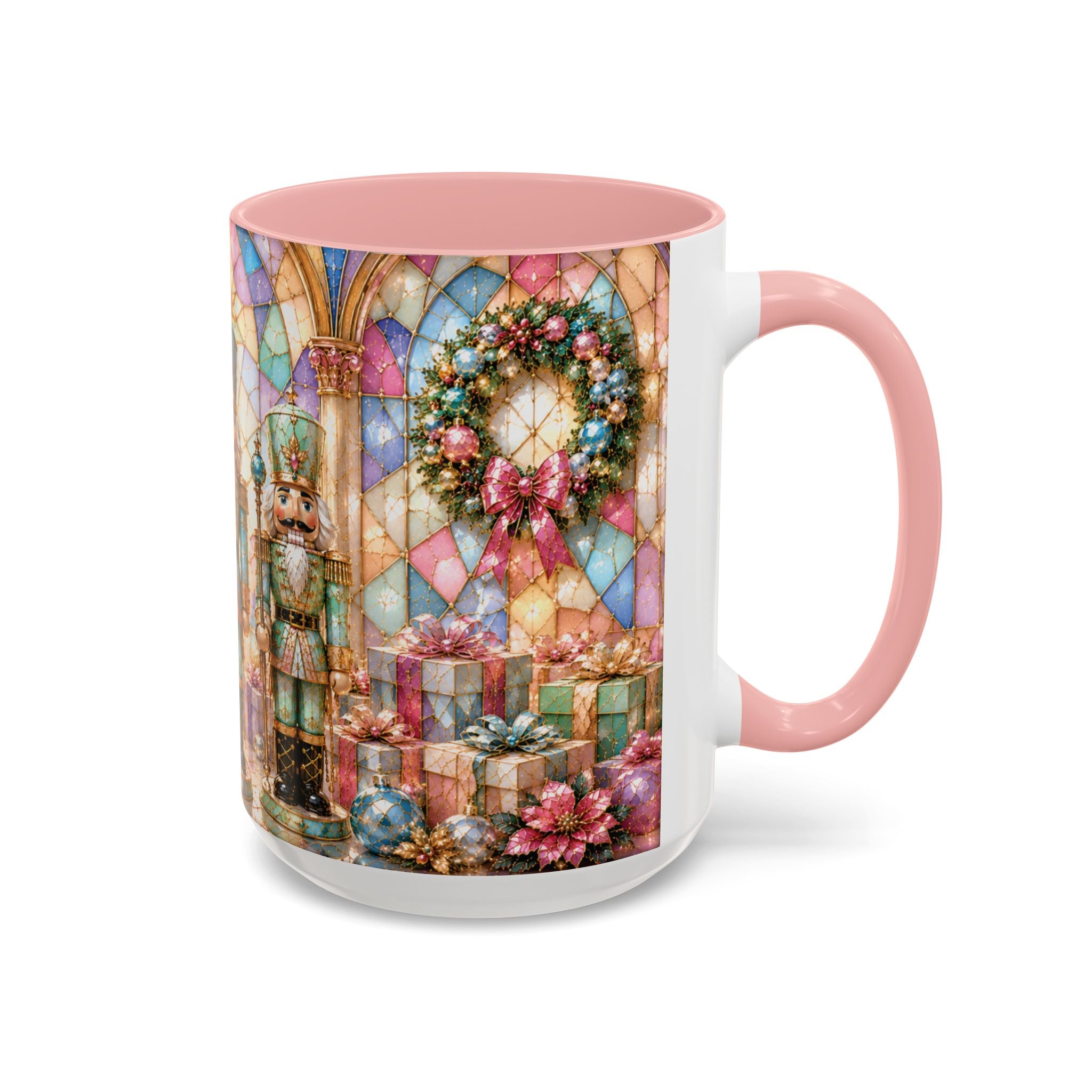 Nutcracker Christmas Coffee Mug – Festive Stained-Glass Holiday Accent Cup (11/15oz) Gift for Her