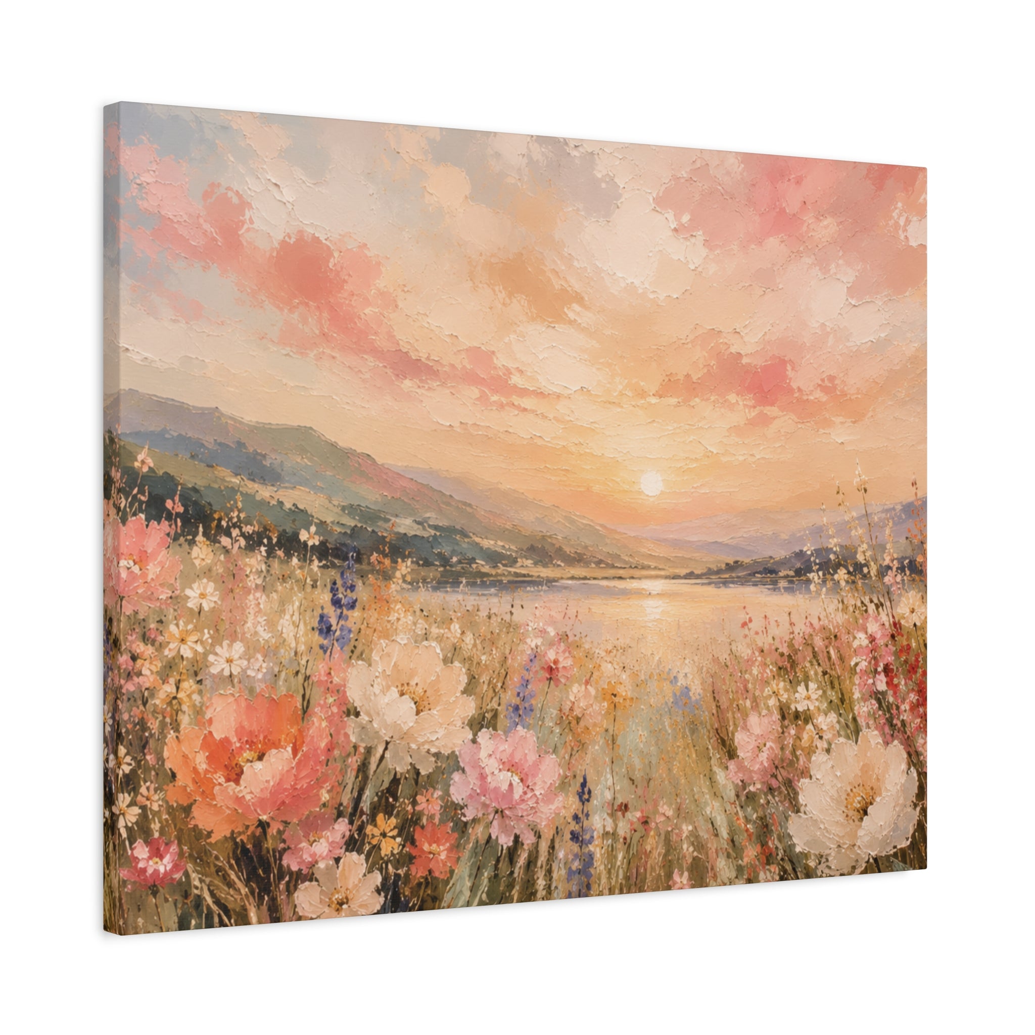 Where Heaven Meets the Meadow Luxury Wildflower Landscape Canvas Wall Art Large Modern Floral Meadow Painting for Living Room  Bedroom Decor