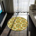 Tapis rond Tournesol — Tapis lumineux à motifs floraux pour bureau ou chambre à coucher