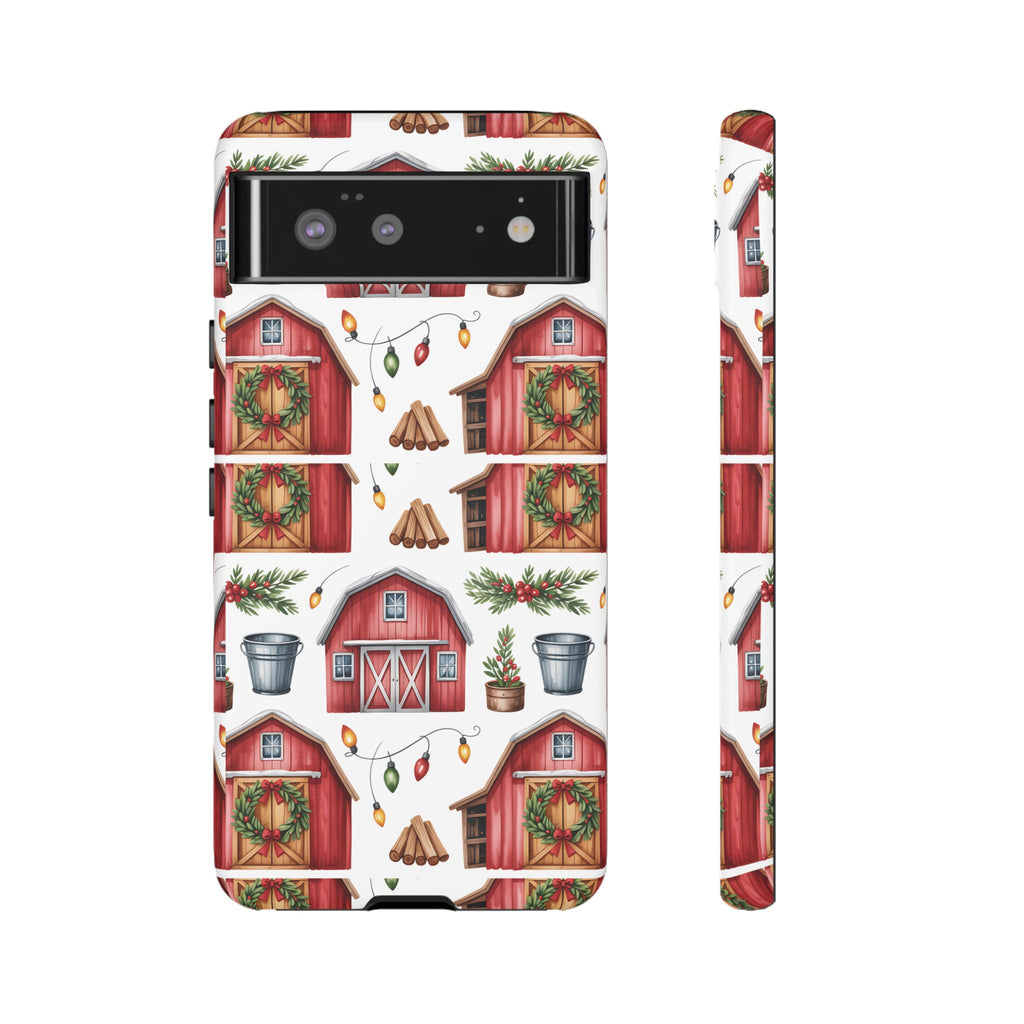 Farmhouse Christmas Design Phone Case - Stylish, Protective Cover for All Models Gift for Mom Accessory Gift for Her