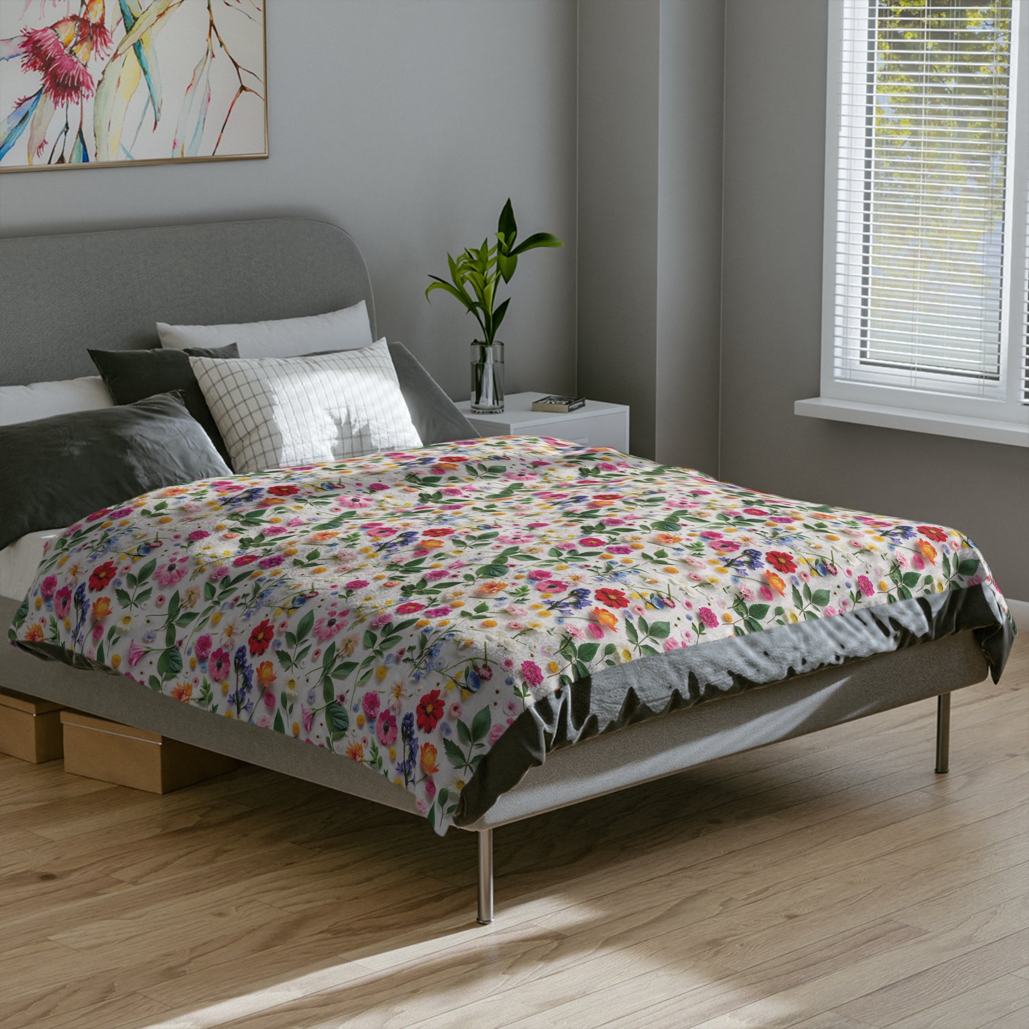 Couverture en Minky Couleurs Vives Fleurs Sauvages Jeté de Lit Ultra Doux et Confortable Décoration Élégante Microfibre Peluche pour un Confort Maximal, Parfait pour se Blottir, Chaleur Douillette Toutes Saisons, Cadeau de Pendaison de Crémaillère
