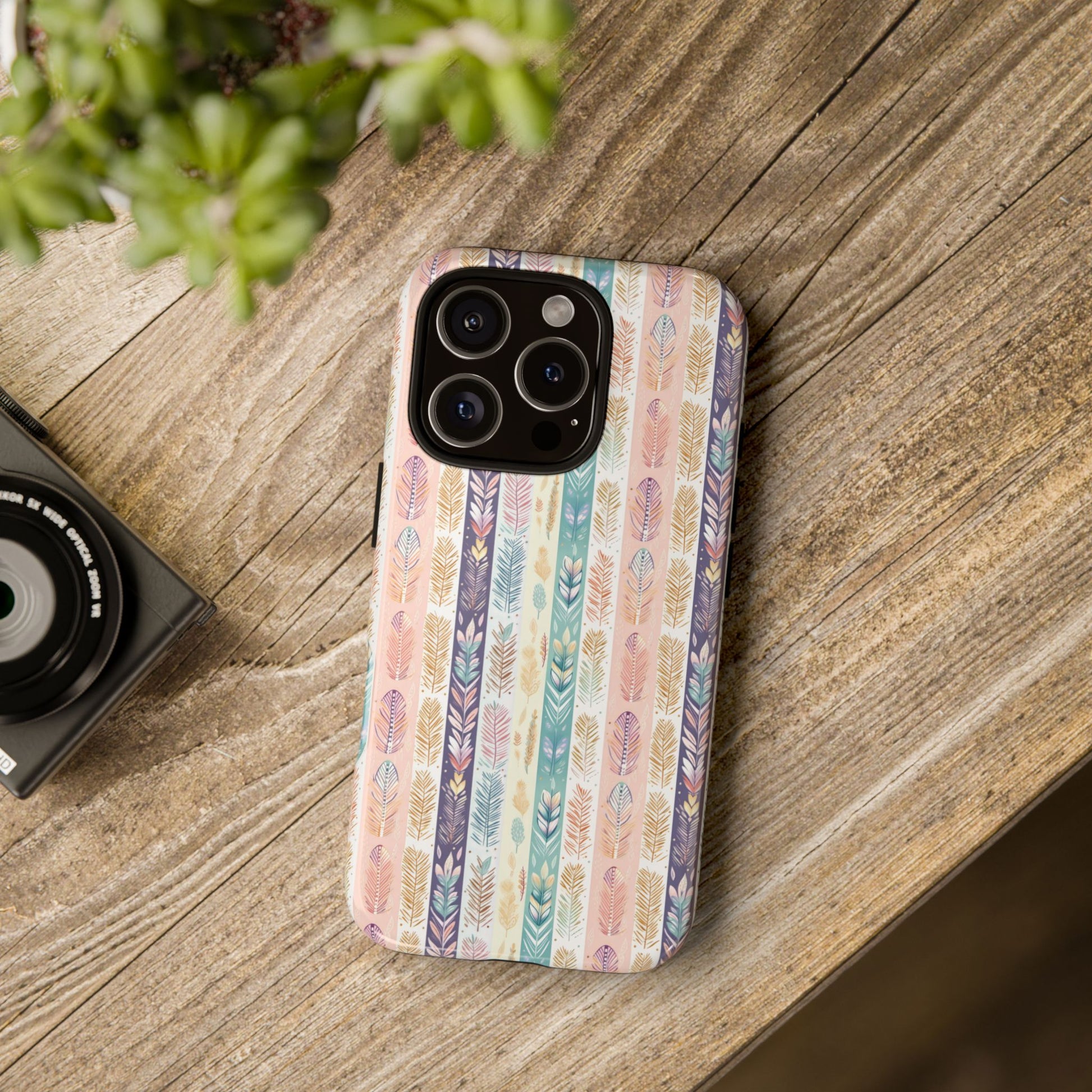 Boho Pastel Feathers Modern Watercolor Abstract Phone Case Compatible with iPhone, Samsung & More - Stylish, Durable Protection with Vibrant Artistic Design Perfect Gift for Her