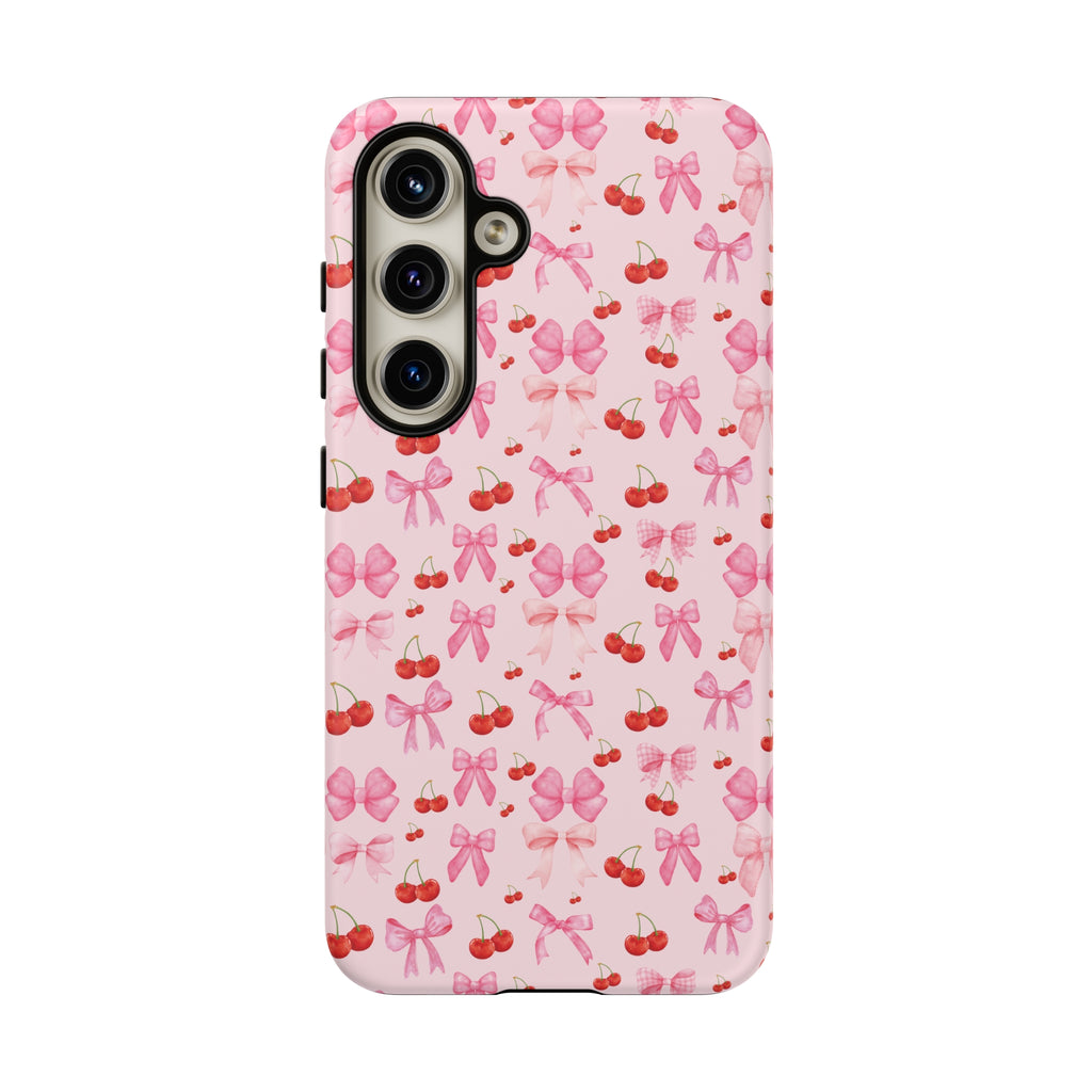 Coquette phone case Cherry Coquette Ribbon Bow iPhone Case Fruity, Girly Gift for Her Phone 15, Samsung iPhone Samsung Gift for Her Case iPhone 15, Samsung iPhone Samsung Accessory Gift for Her.