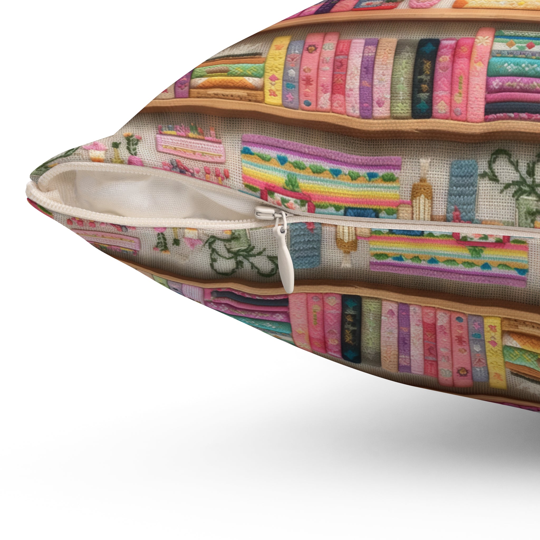Books Chic 3D Embroidery Illusion  Flowers Square Pillow for Sofa, Bed, or Chair Premium Quality, Soft, and Durable | Perfect for Couch, Bed, or Chair | Elegant Bedrooms Pillow Gift New House, Bridal Shower
