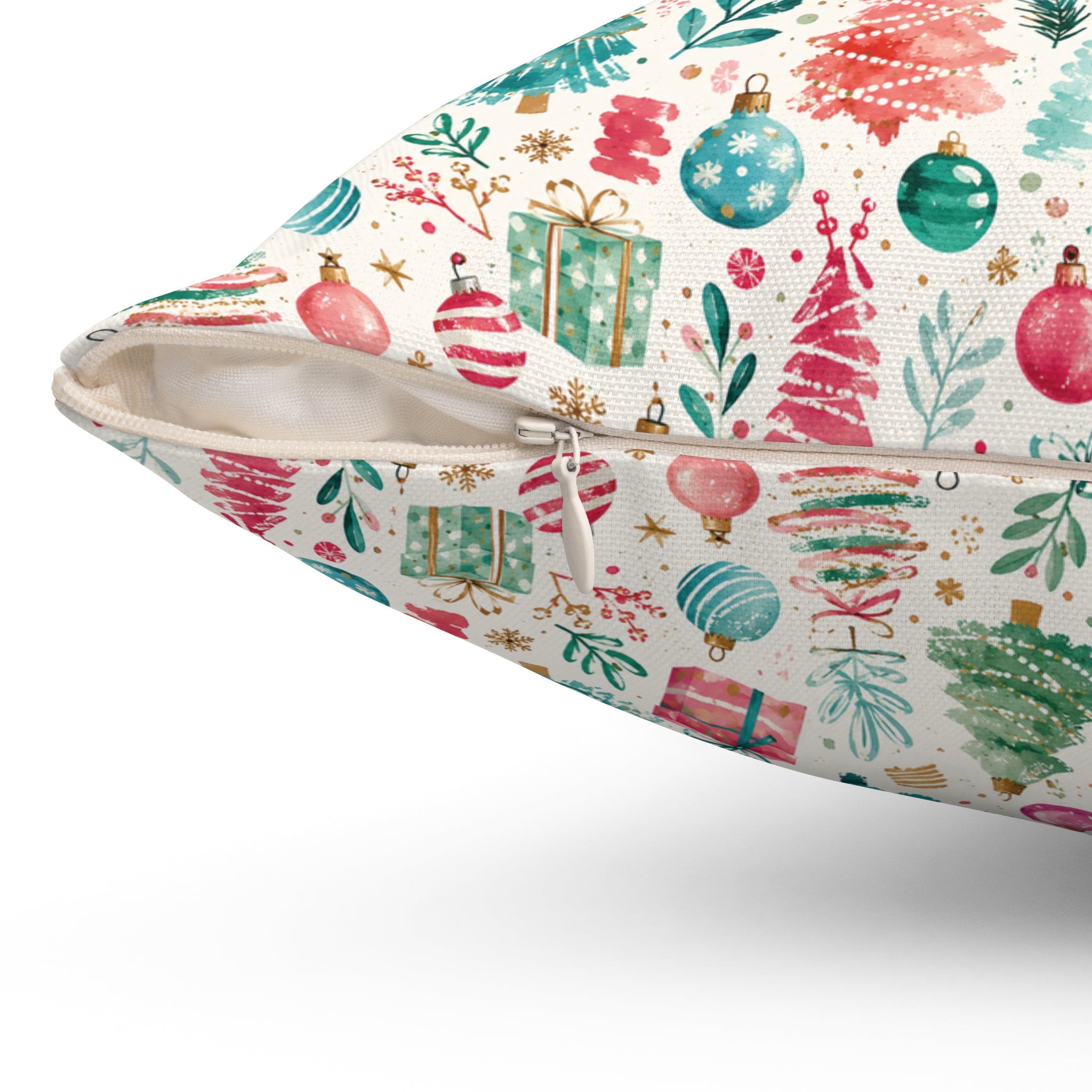 Christmas Trees & Ornaments Holiday Throw Pillow Fun Watercolors