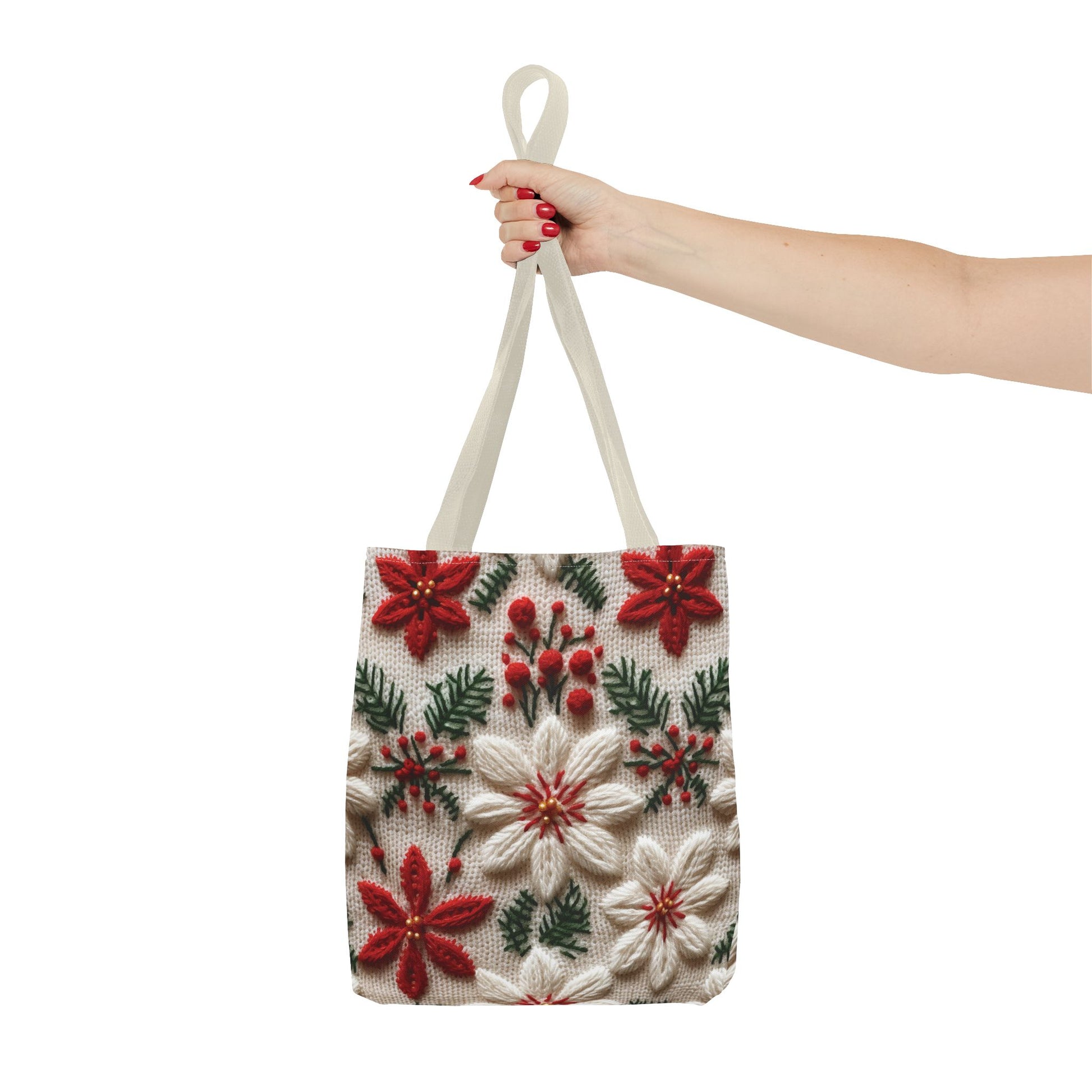 Festive Poinsettia Christmas Tote Stylish Holiday Bag for Shopping, Gifts, and Everyday Use - Durable, Reusable, and Perfect for Spreading Cheer This Holiday Season - MRSBYVALLE