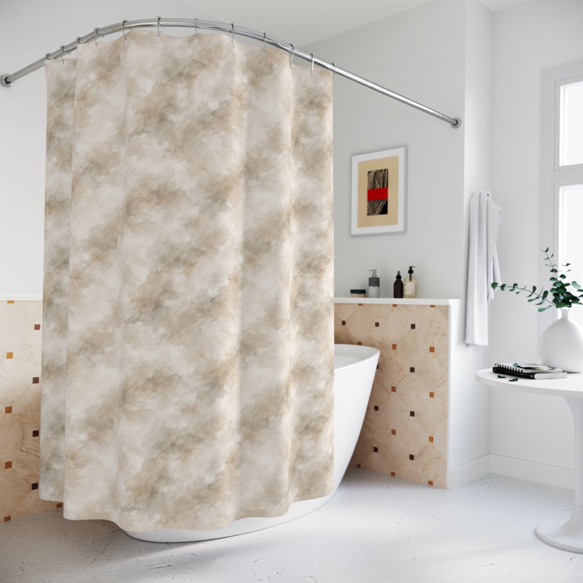 Atelier Collection – Plaster-Inspired Shower Curtain Elegant Housewarming Gift