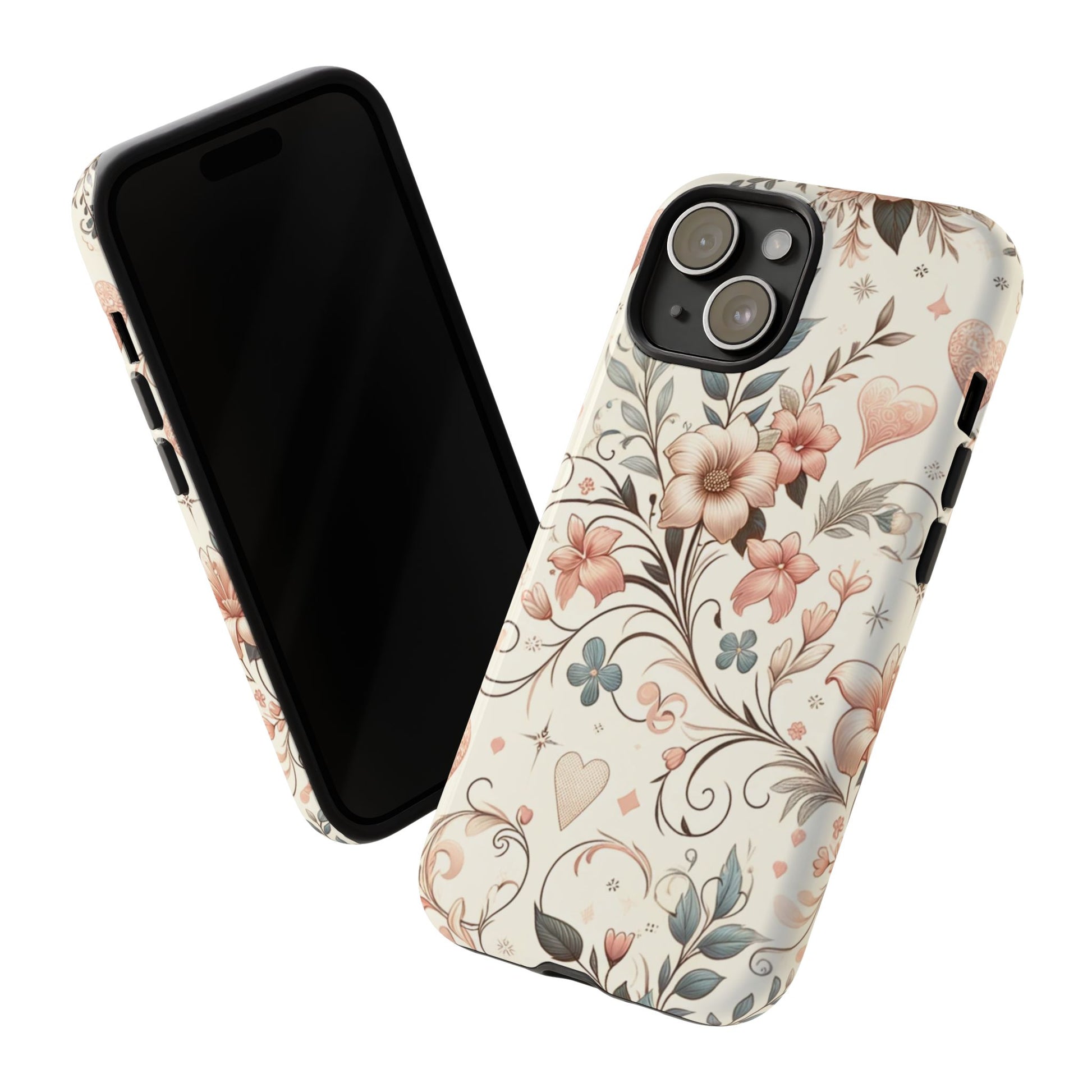 Floral Design Luxury Phone Tough Case Floral Elegant Durable Stylish for Modern Devices iPhone 17, 16 15, Samsung iPhone Samsung Accessory Gift for Her