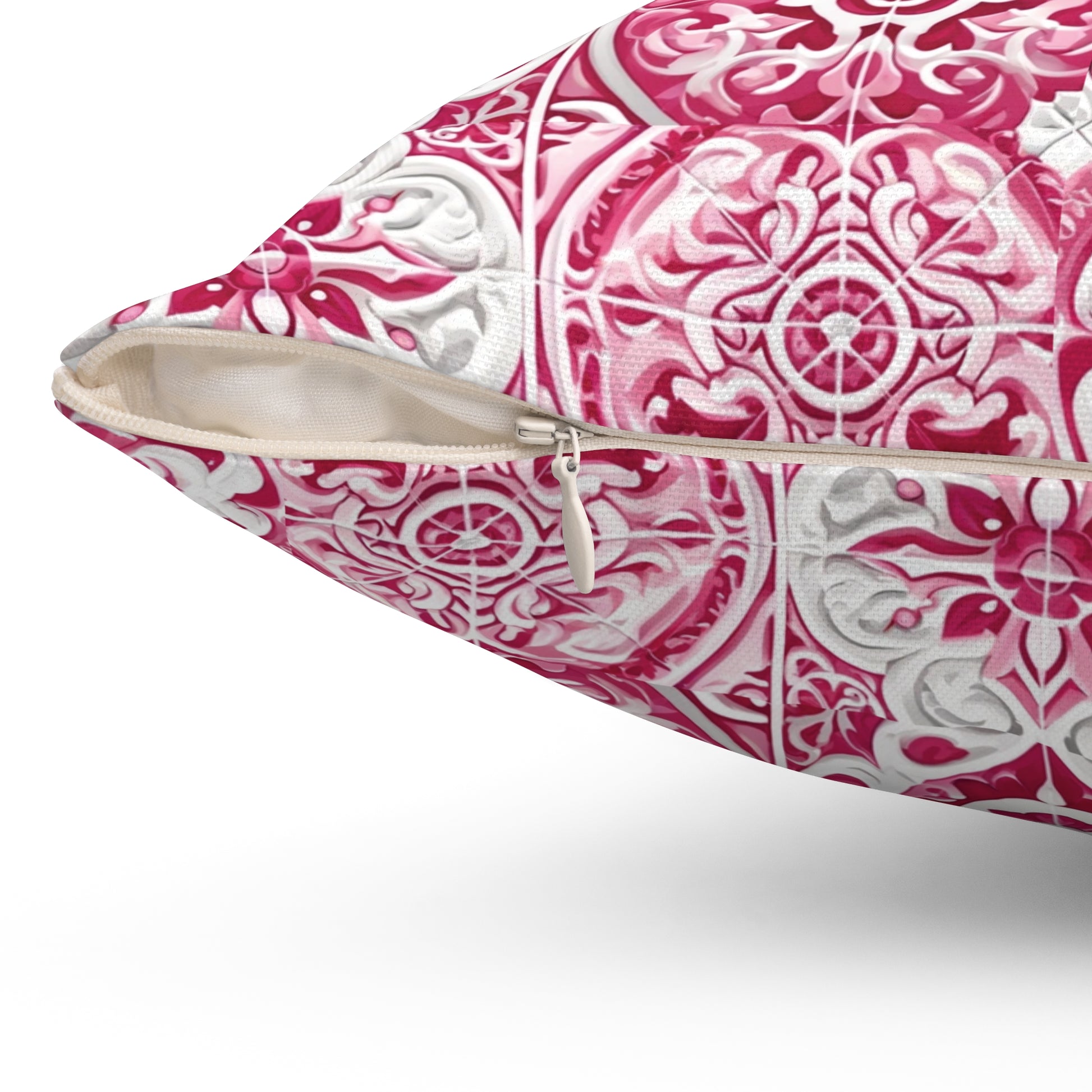 Housewarming Pink and White Mediterranean Tile Design Square Decorative Pillow Elegant Home Accent Home Decor | Premium Quality, Soft, and Durable | Perfect for Couch, Bed, or Chair | Elegant Bedrooms Pillow Gift New House, Bridal Shower Gift - MRSBYVALLE