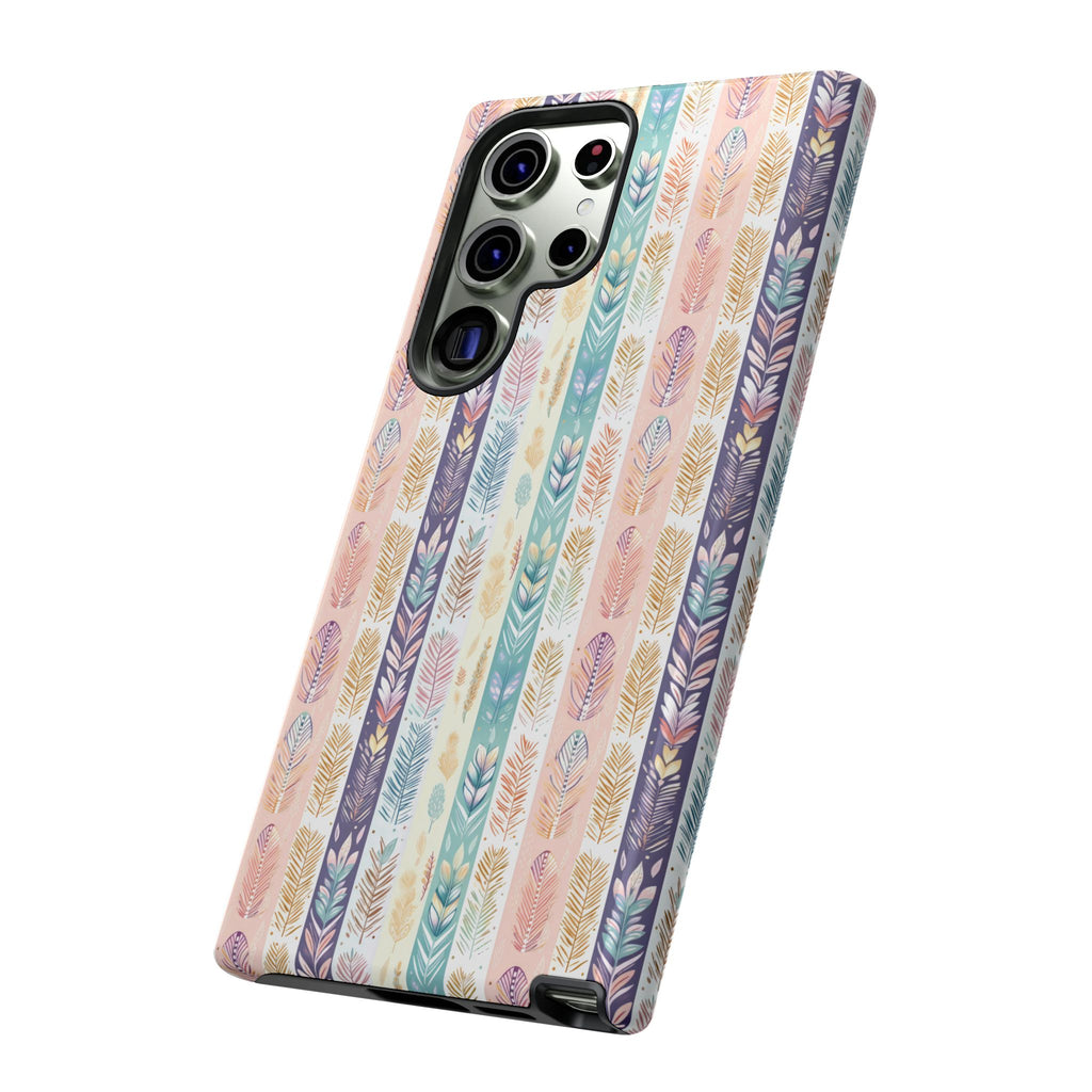 Coque de téléphone abstraite moderne aquarelle Plumes pastel bohème compatible avec iPhone, Samsung et plus - Protection élégante et durable avec un design artistique éclatant, cadeau parfait pour elle