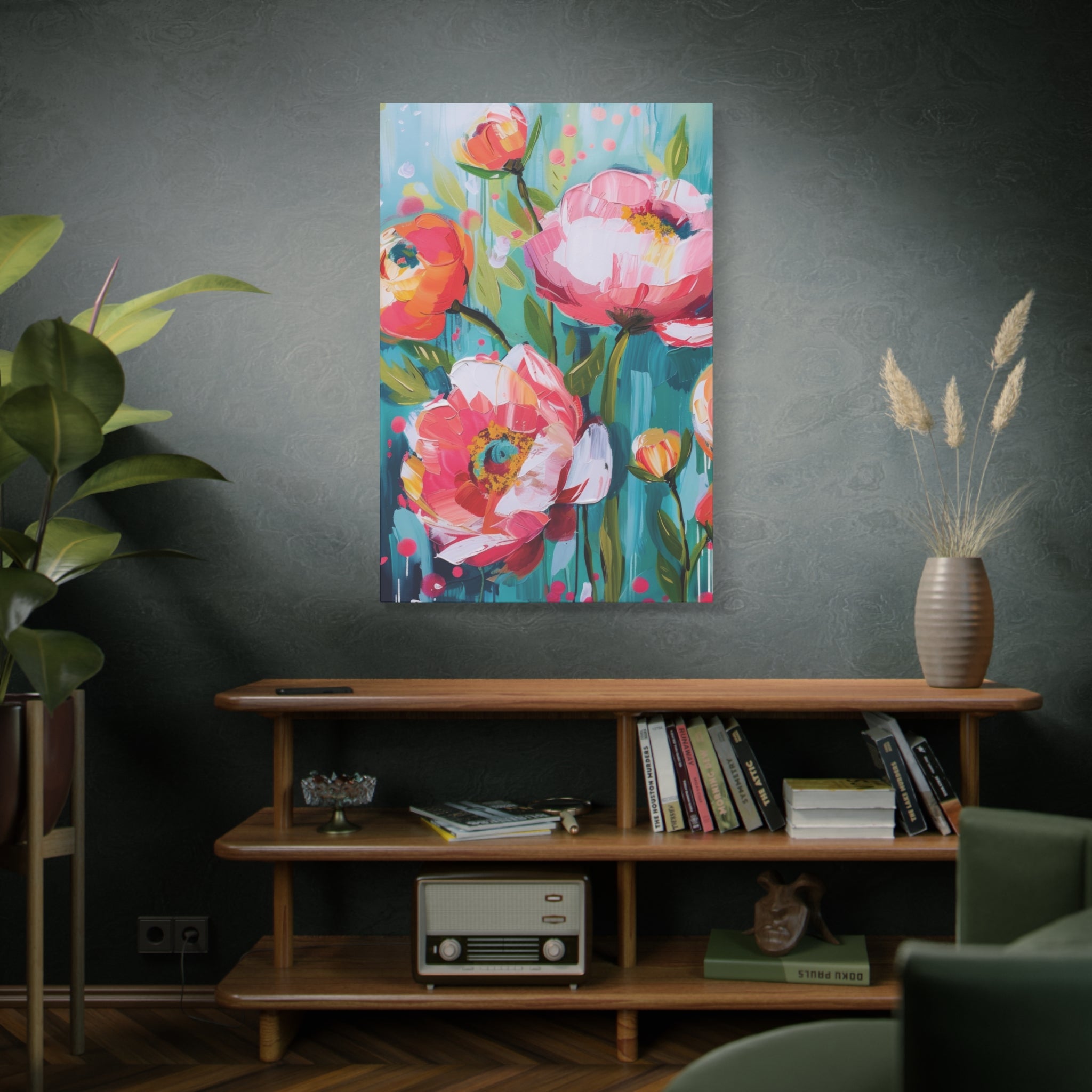Unique Boho Floral Wall Art Matte Canvas Stretched, Vibrant Botanical Design, Perfect for Living Room, Bedroom, or Office Decor, Adds a Stylish Touch to Any Space - MRSBYVALLE