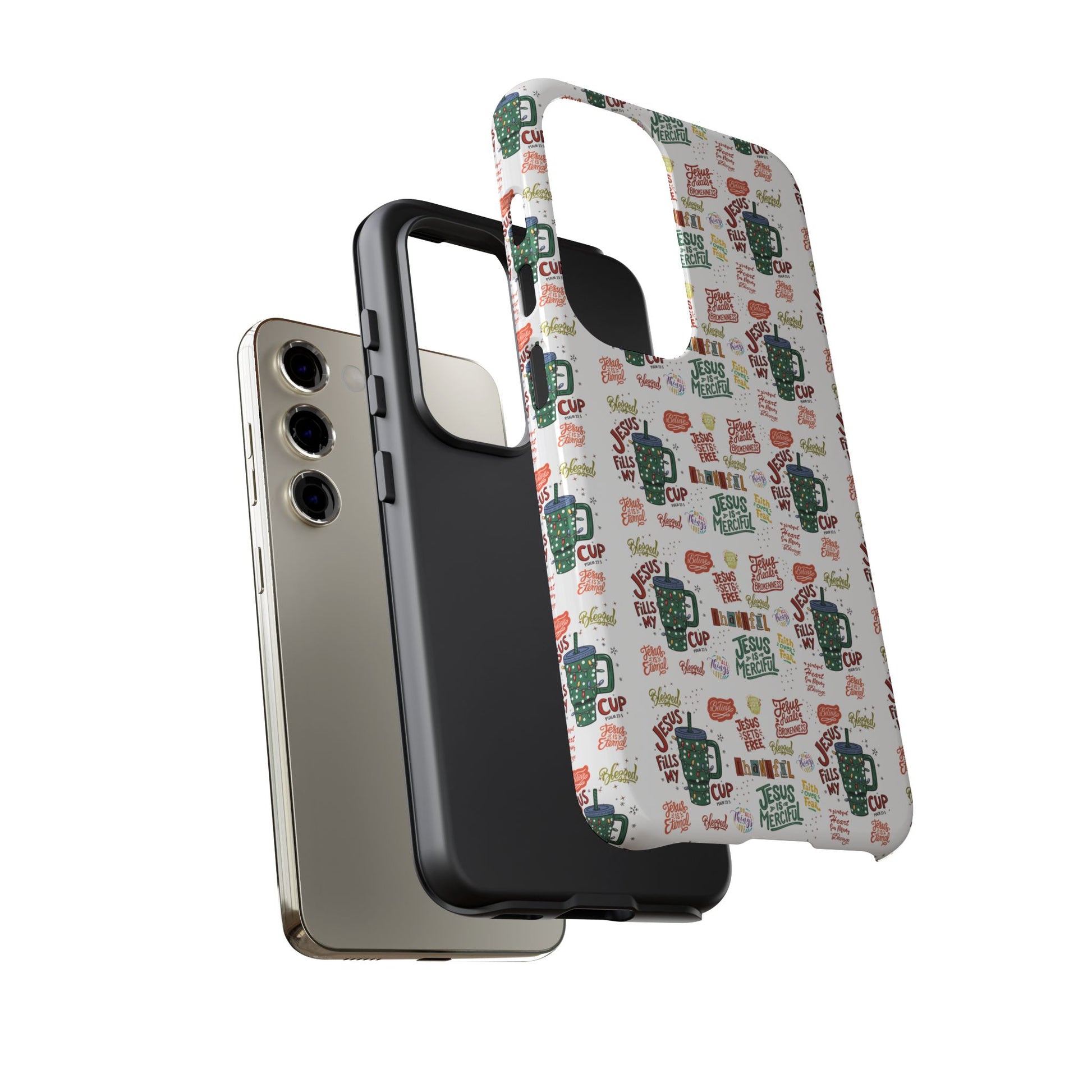 Jesus Fill My Cup Phone Case Cute Floral Design in Red, Pink, Blue – Aesthetic Protective Case for iPhone and  Android