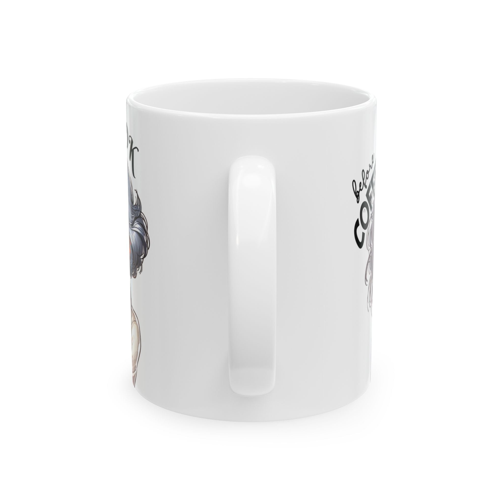 Gray Hair Women Funny Sarcastic Coffee Mug Not Before My Coffee, OK Fully Caffeinated' | Novelty Gift for Coffee Lovers, Office, Home | 11oz & 15oz Cup for Mom