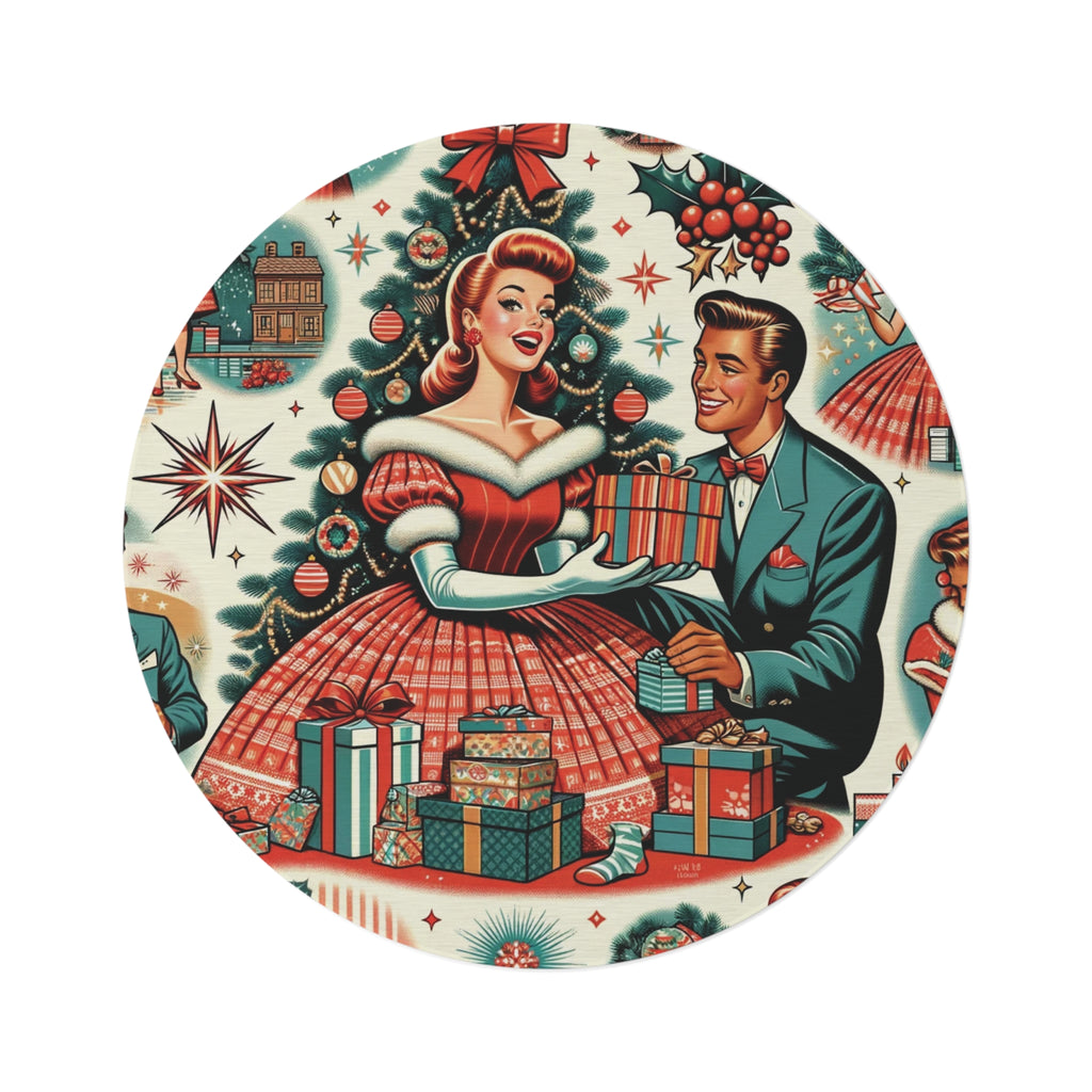 Mid-Century Mosaic Round Rug 50s Franciscan Starburst & Kitsch Charm Bedrooms, Hallways, and Home Offices Featuring Luxurious Design interior Livingroom - MRSBYVALLE