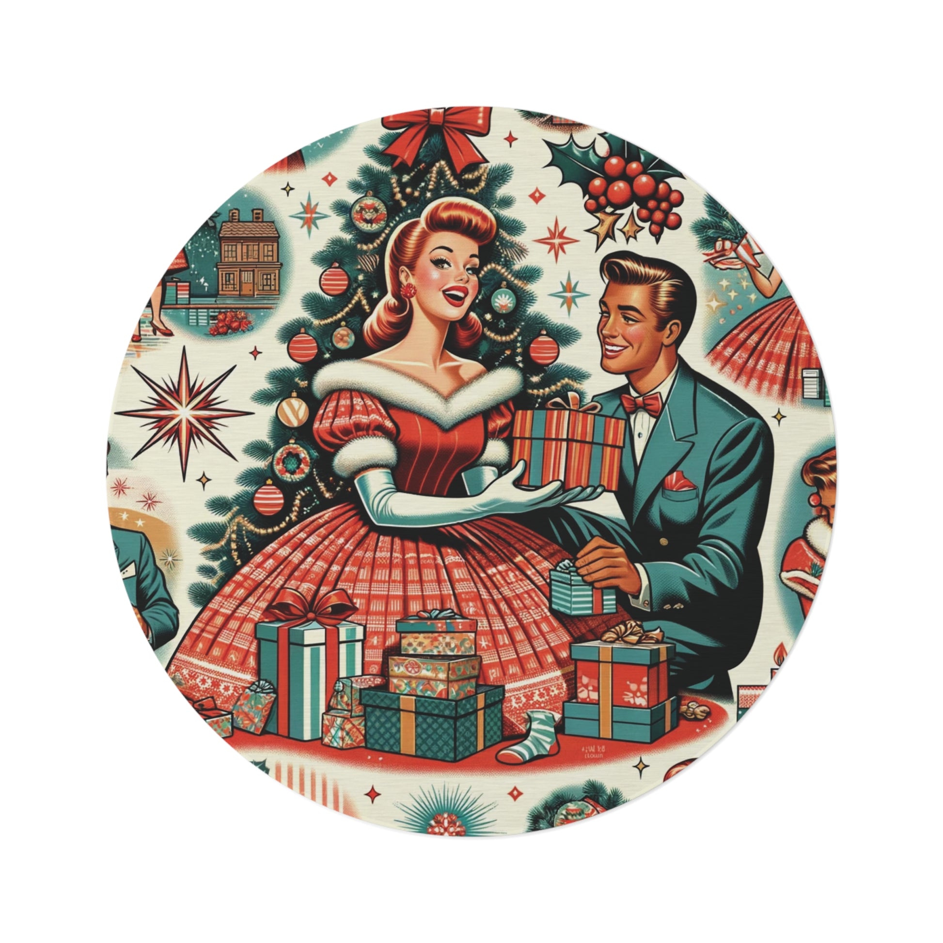 Mid-Century Mosaic Round Rug 50s Franciscan Starburst & Kitsch Charm Bedrooms, Hallways, and Home Offices Featuring Luxurious Design interior Livingroom - MRSBYVALLE
