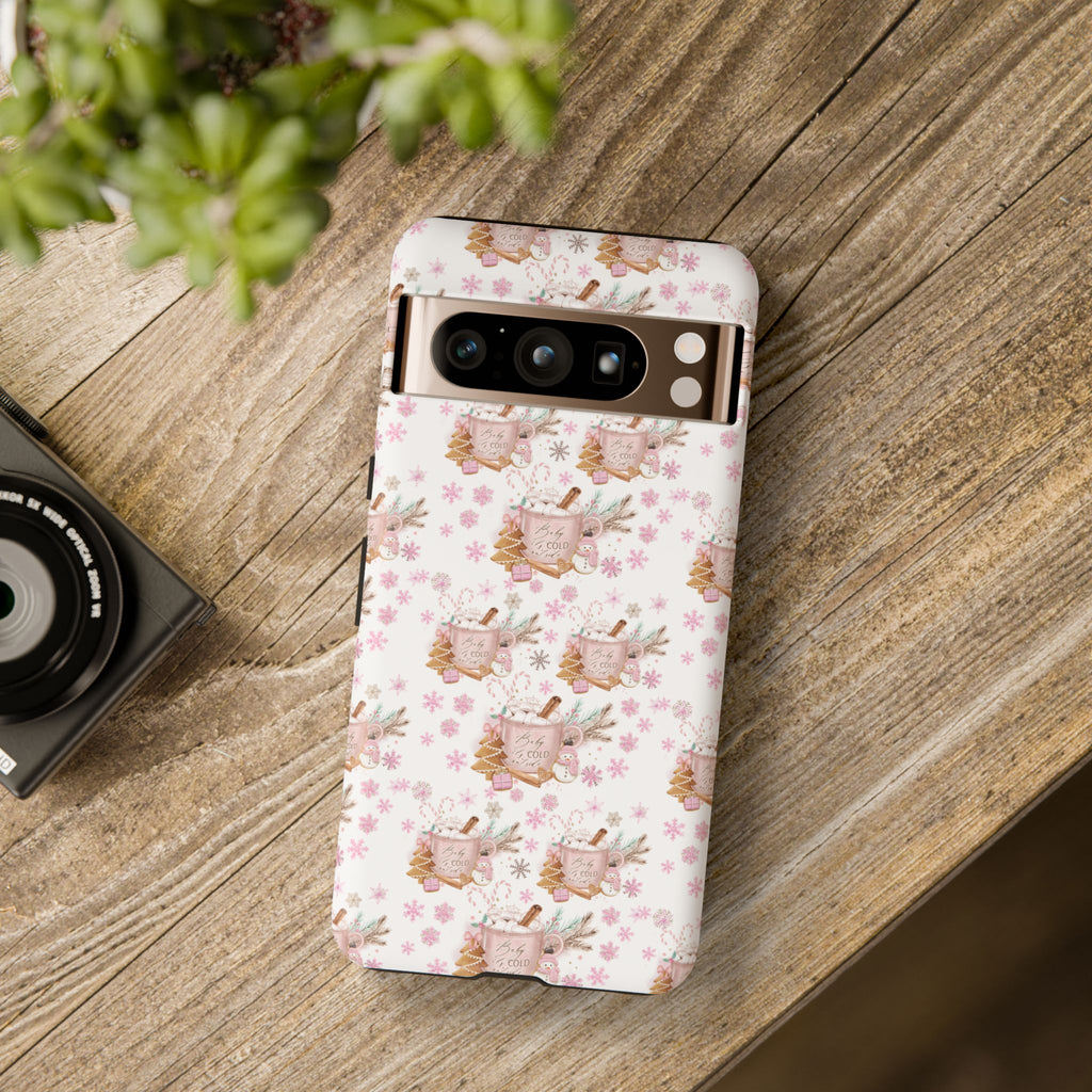 Baby it's Cold Outside Pink and White Phone Case Unique Holiday Protection for Your Device | Stylish & Durable Cover Gift for Her Phone 15, Samsung iPhone Samsung Accessory Gift for Her