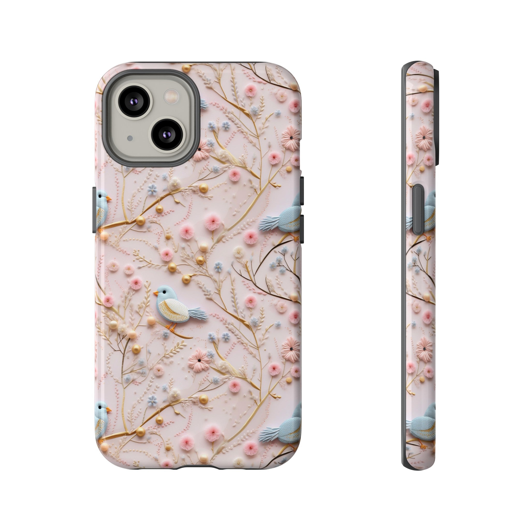 3D Birds Elegant Faux Flowers Phone Case Stylish & Durable for iPhone Samsung Gift iPhone 15, 14, 13 Samsung Pixel Gift for Mom Accessory Gift for Her