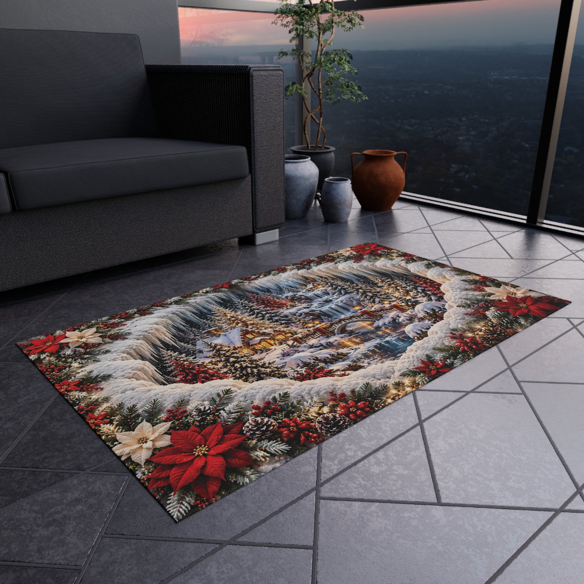 Winter Wonderland Christmas Outdoor Rug