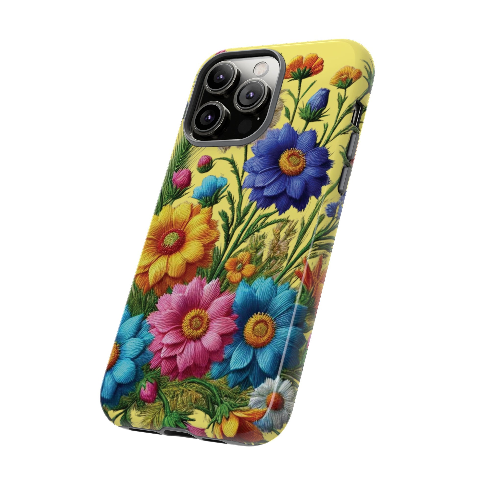 Phone Case Yellow Bright Floral Protective Phone Case Gift for Her Phone 15, Samsung iPhone Samsung  iPhone 15, Samsung iPhone Samsung Accessory Gift for Her