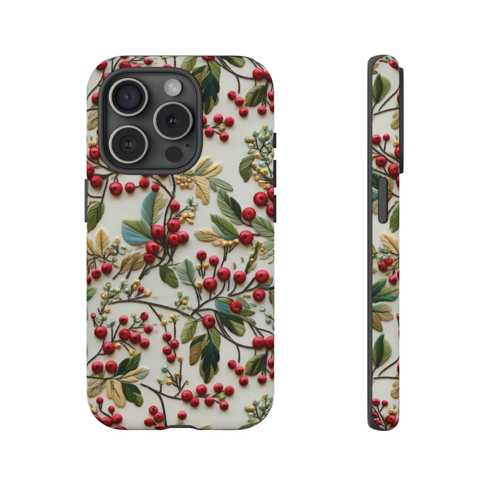Holly Christmas Wildflowers Boho Chic Design Phone Case - Stylish, Protective Cover for All Models Gift for Mom Accessory Gift for Her