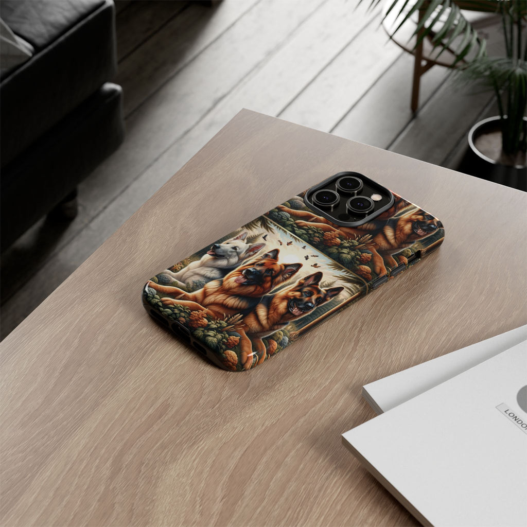 German Shepherd Phone Tough Case Floral Elegant Durable Dog Lover Devices iPhone 15, Samsung iPhone Samsung Accessory Gift for Her