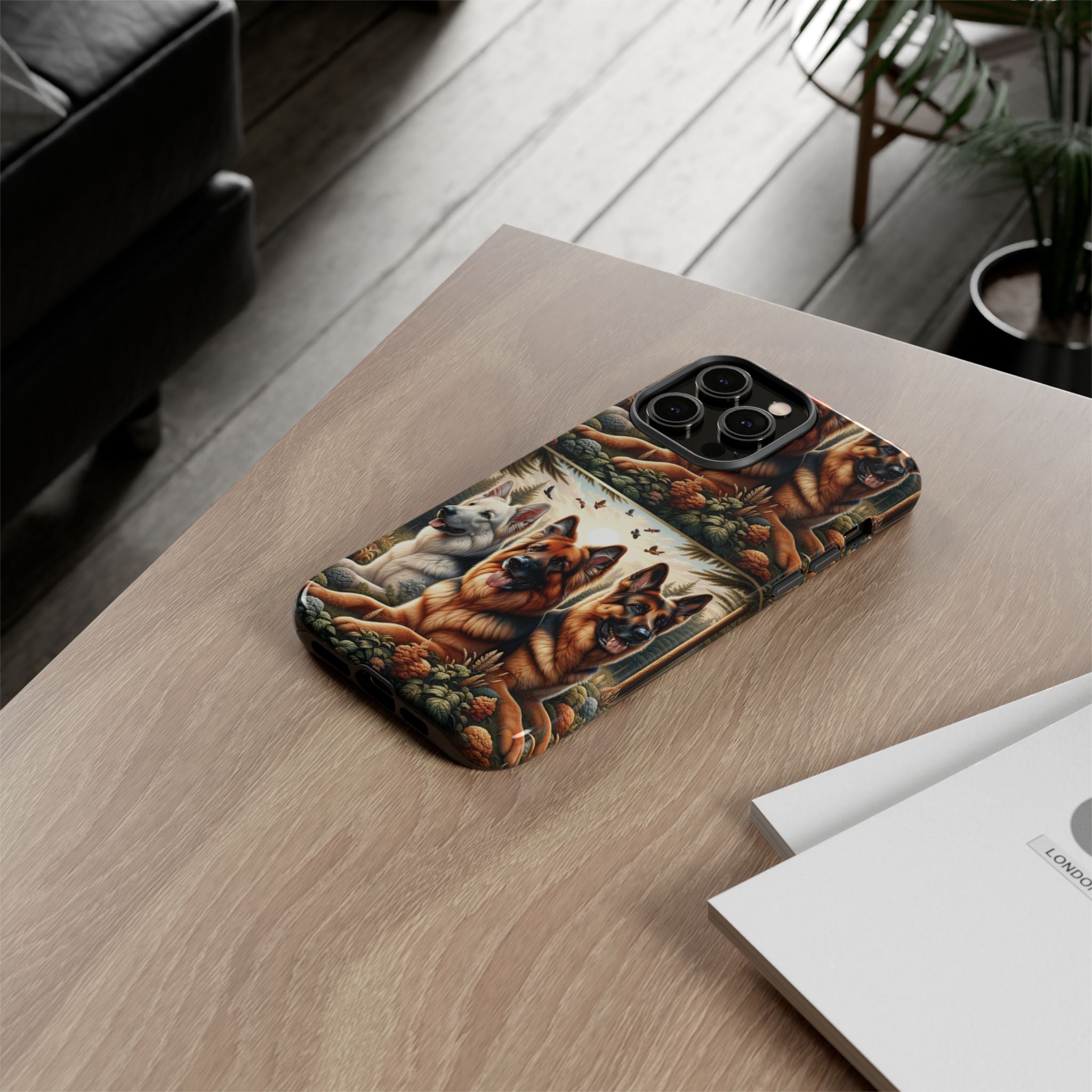 German Shepherd Phone Tough Case Floral Elegant Durable Dog Lover Devices iPhone 15, Samsung iPhone Samsung Accessory Gift for Her