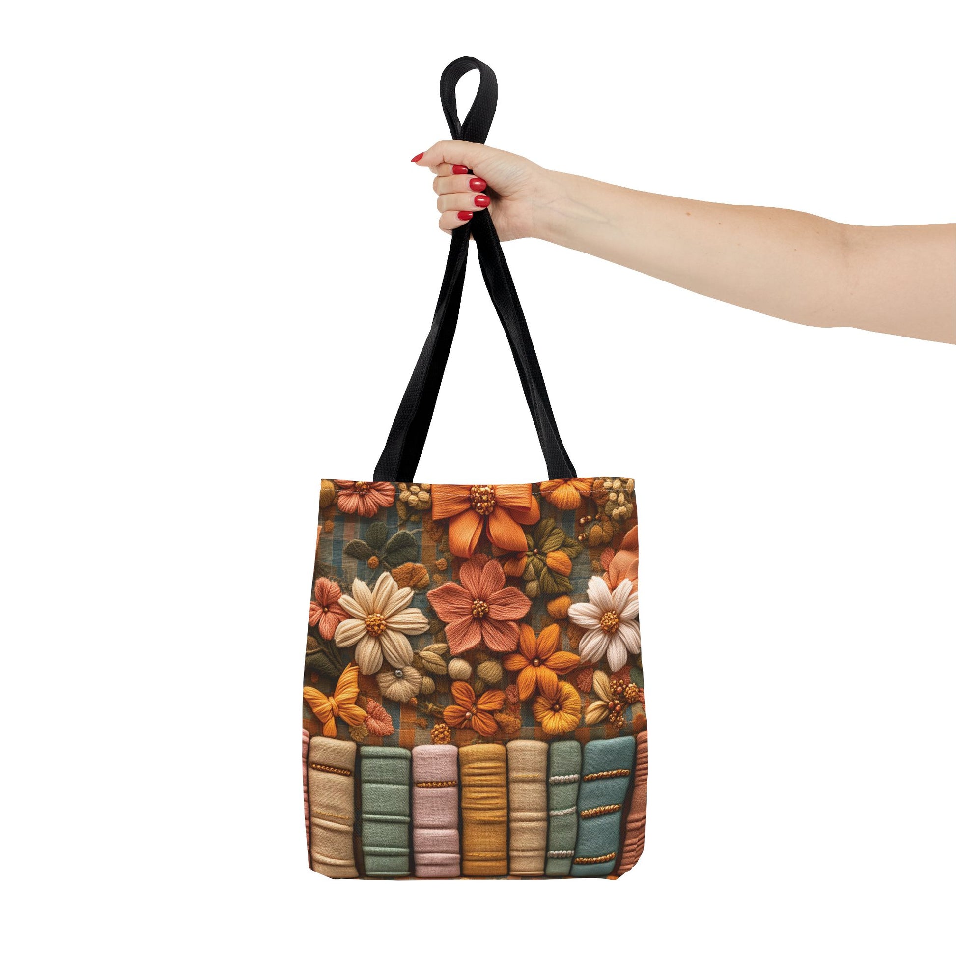 Boho Floral 3D Illusion Tote with Books Design Stylish and Functional Bag for Everyday Use Durable, Reusable, and Perfect for Book Lovers and Boho Enthusiasts Season - MRSBYVALLE