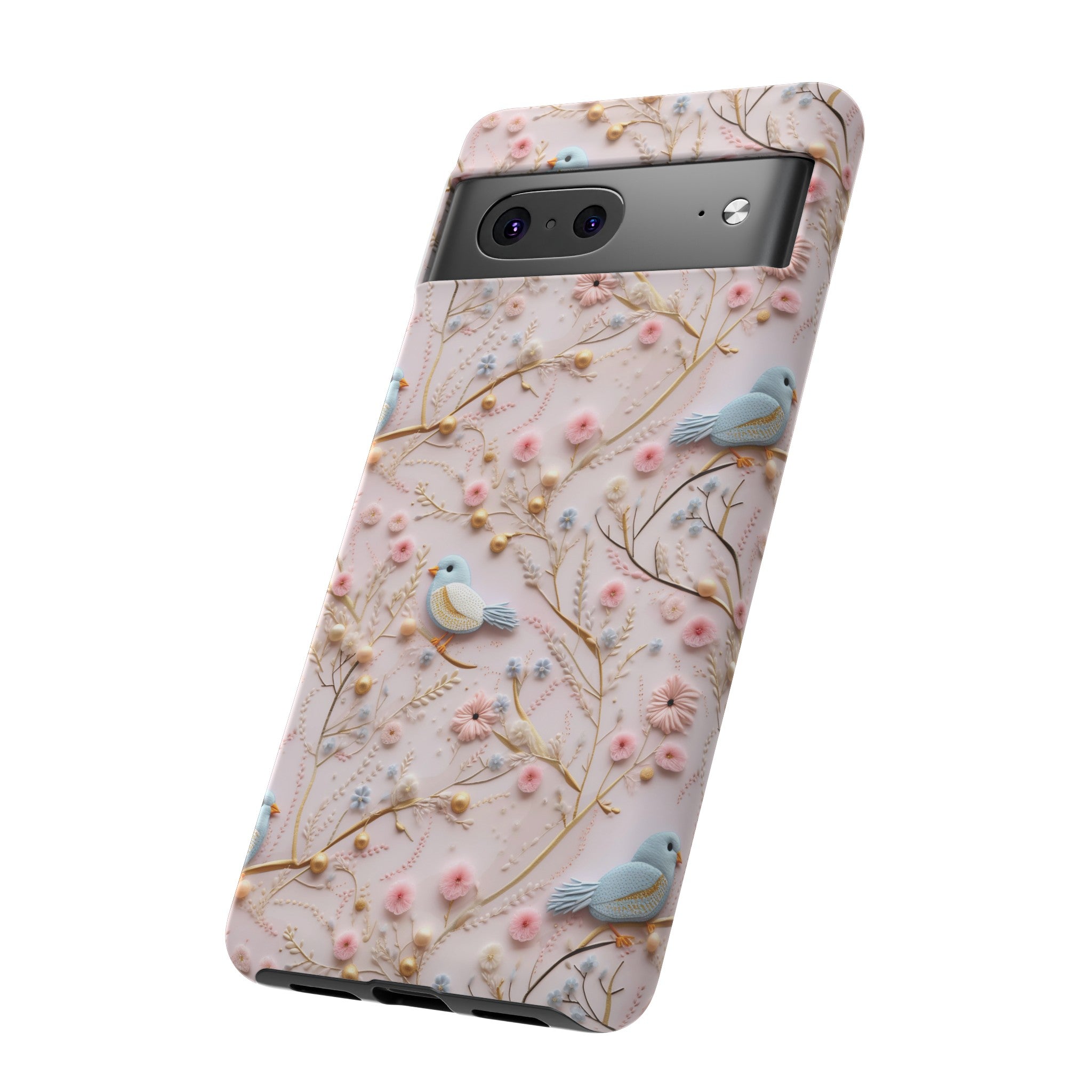 3D Birds Elegant Faux Flowers Phone Case Stylish & Durable for iPhone Samsung Gift iPhone 15, 14, 13 Samsung Pixel Gift for Mom Accessory Gift for Her