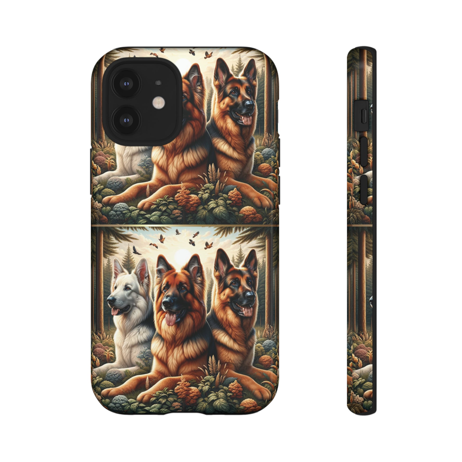 German Shepherd Phone Tough Case Floral Elegant Durable Dog Lover Devices iPhone 15, Samsung iPhone Samsung Accessory Gift for Her.