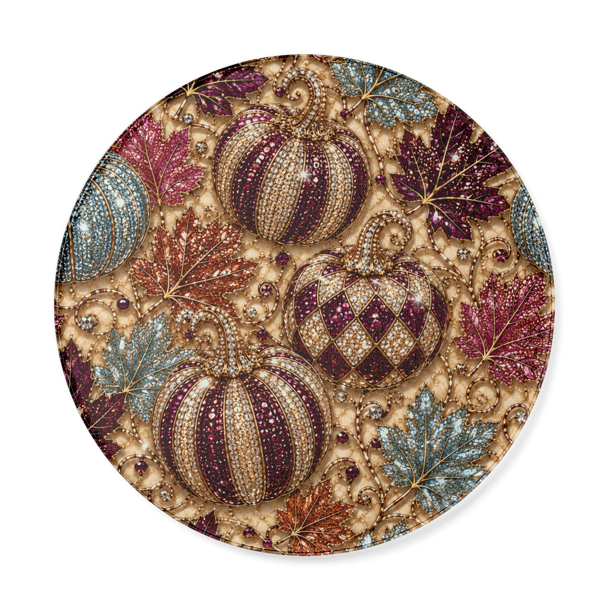 Round Pumpkin & Leaf Decorative Cutting Board — Fall Harvest Kitchen Board
