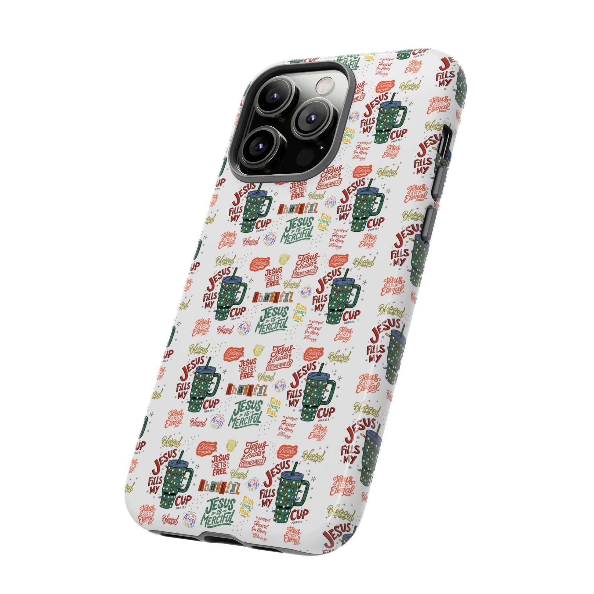 Jesus Fill My Cup Phone Case Cute Floral Design in Red, Pink, Blue – Aesthetic Protective Case for iPhone and  Android