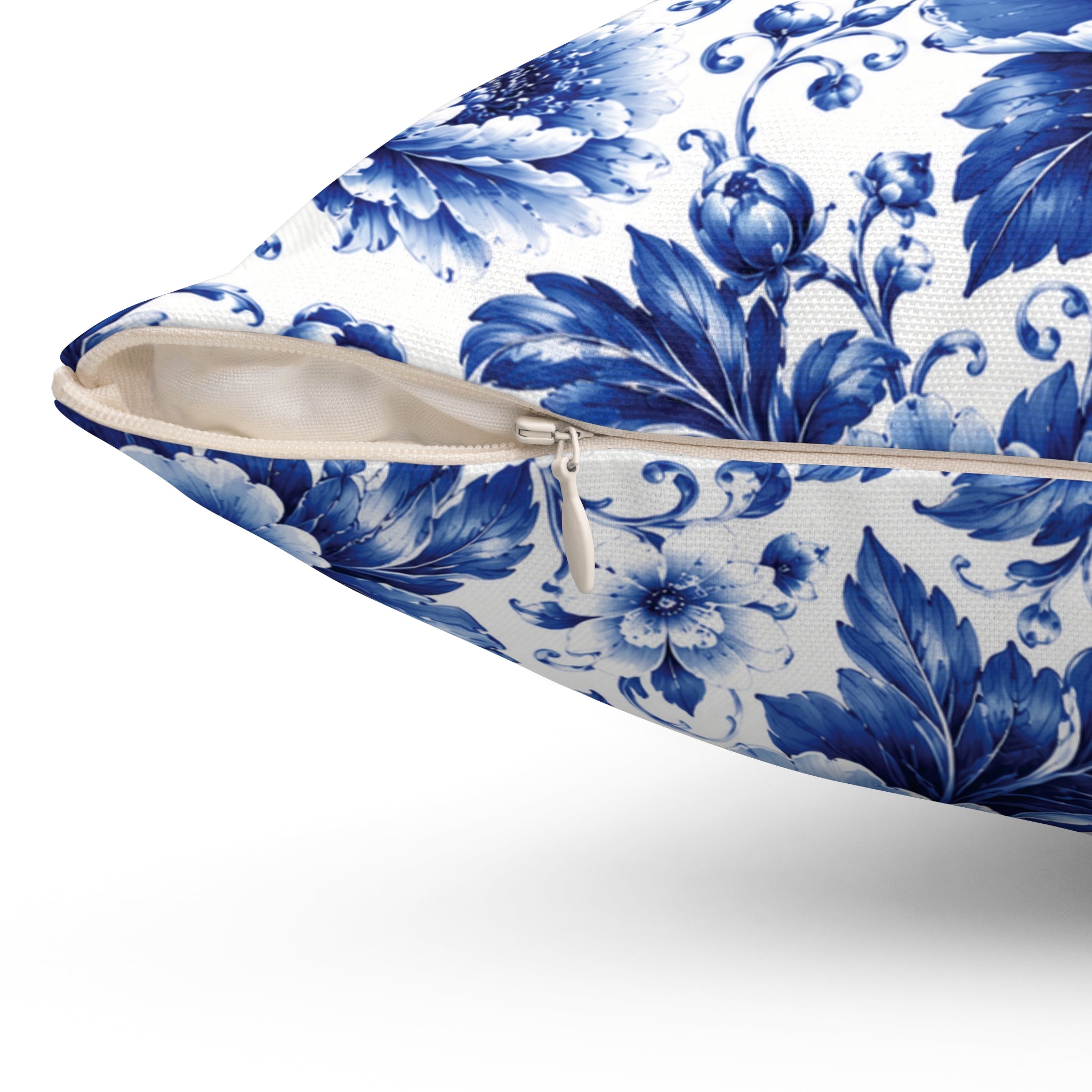 Blue & White Chinoiserie Peony Throw Pillow | Luxury Grandmillennial Floral Cushion Cover Vintage