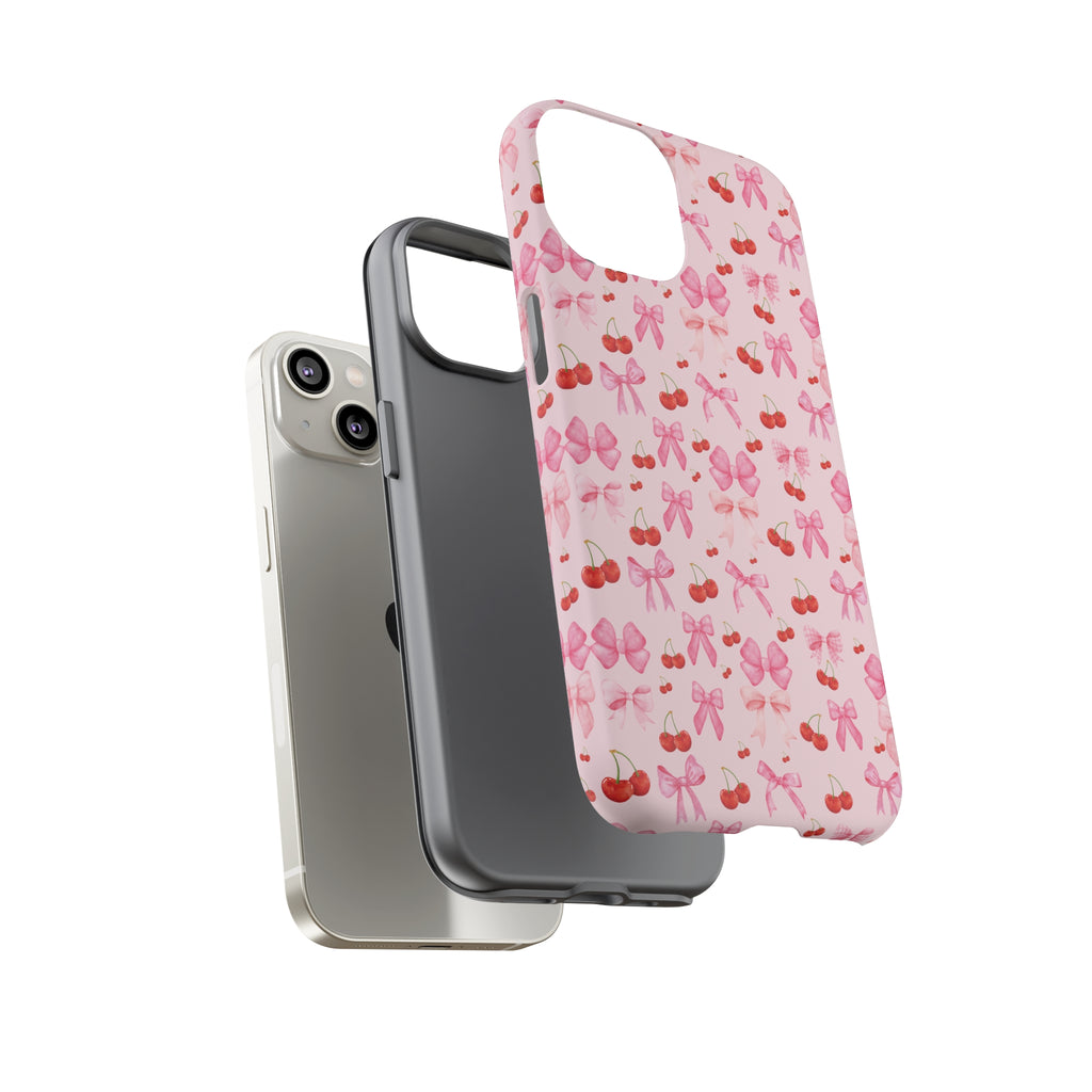 Coquette phone case Cherry Coquette Ribbon Bow iPhone Case Fruity, Girly Gift for Her Phone 15, Samsung iPhone Samsung Gift for Her Case iPhone 15, Samsung iPhone Samsung Accessory Gift for Her.