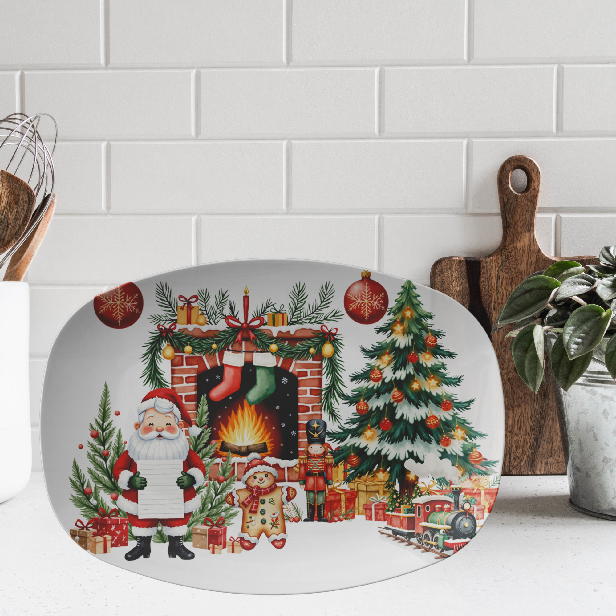 Christmas Holly & Ornaments 10x14 Serving Platter – Festive Oven-to-Table, Microwave  Dishwasher Safe, BPA-Free, Made in USA