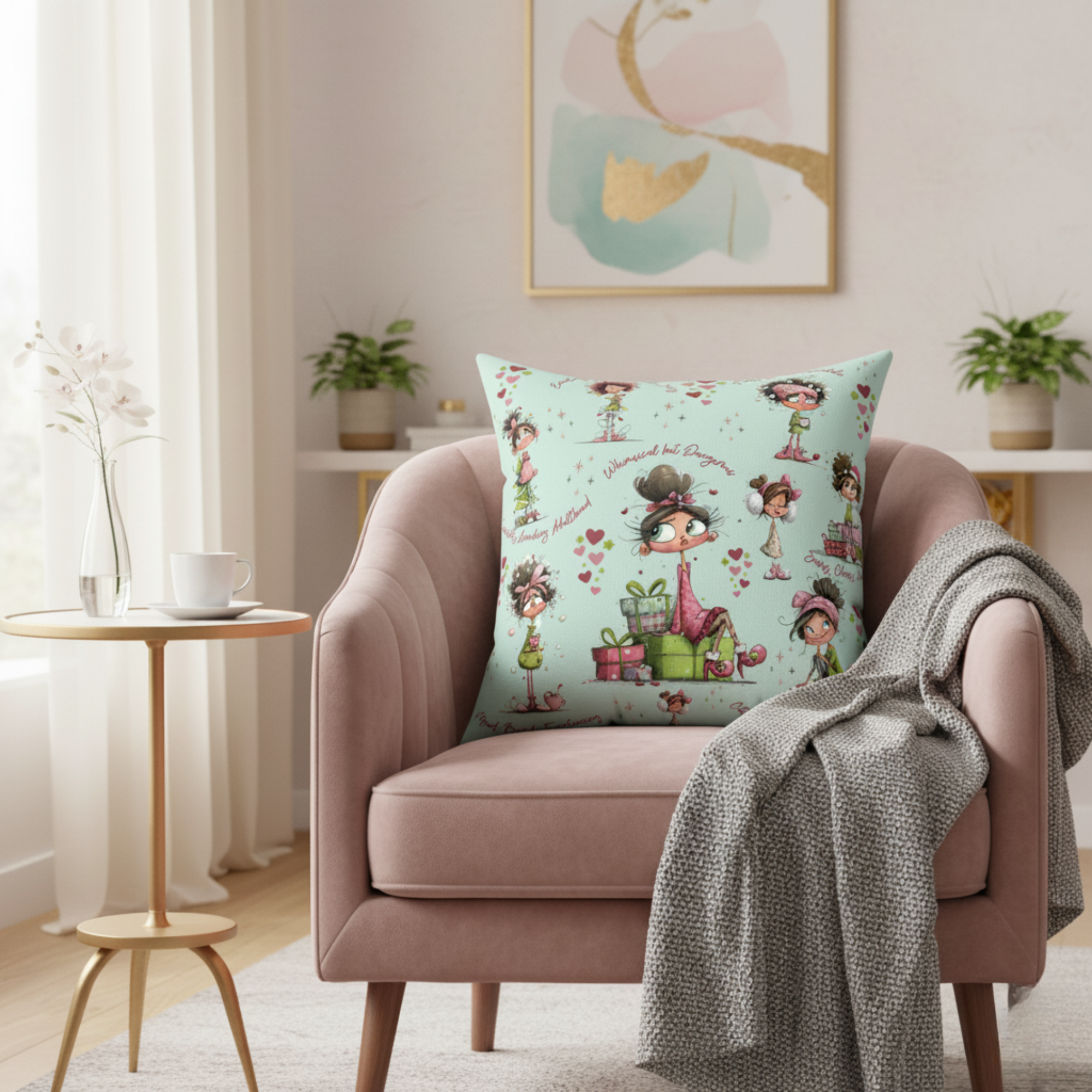 Square Pillow Too Cozy to Care Whimsical Minky Blanket for Cozy Comfort