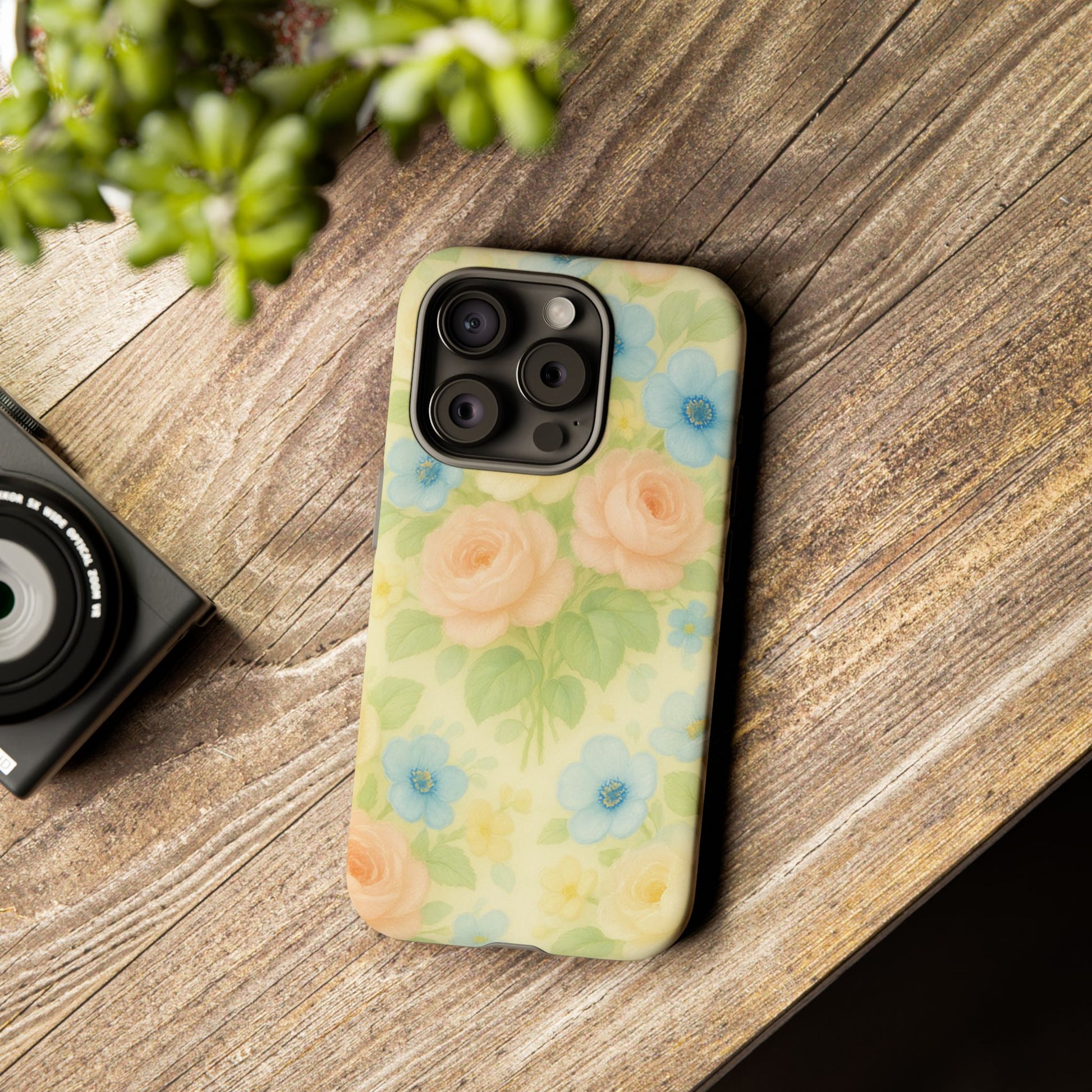Pastel Yellow Vintage Floral Phone Case  Romantic Cottagecore Aesthetic, Soft Botanical Design, Protective Gift for Her, Fits iPhone & Samsung Models