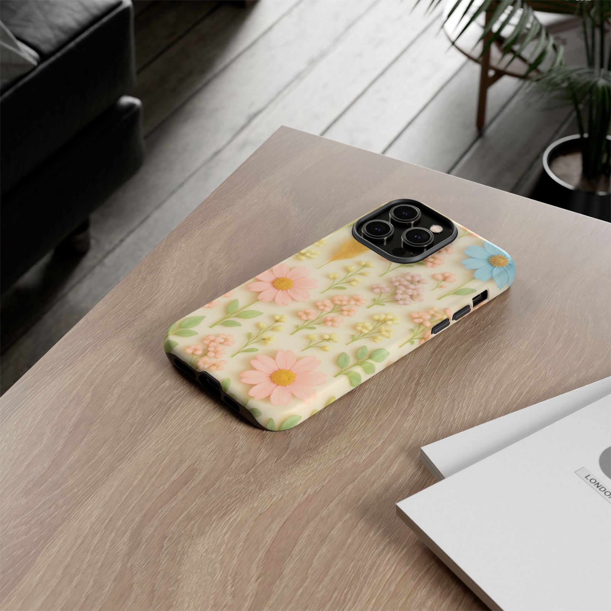Pastel Dried Flowers Illusion Phone Case 3D Realistic Pressed Floral Design, Bright Botanical Aesthetic, Soft Nature-Inspired CoveriPhone & Galaxy