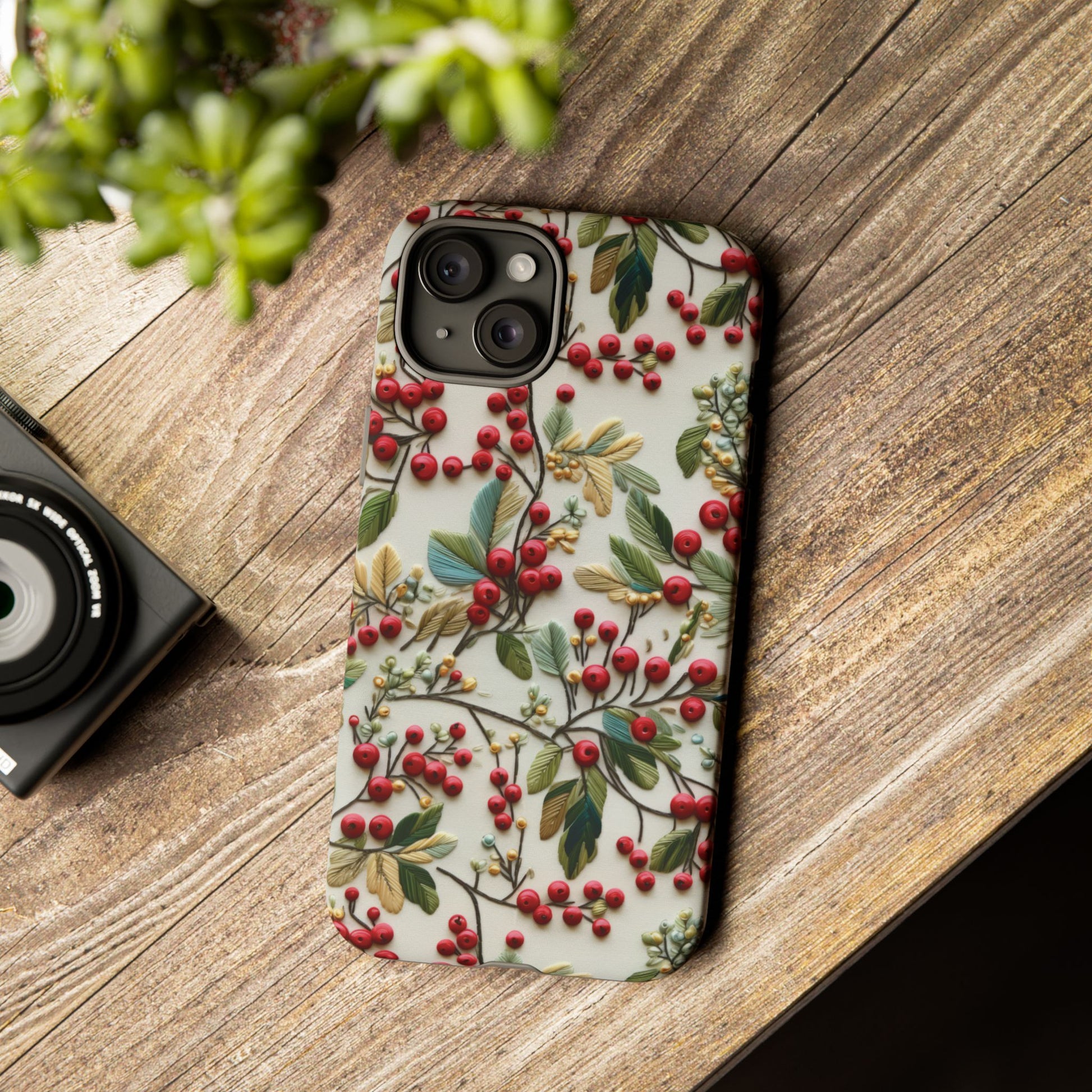 Holly Christmas Wildflowers Boho Chic Design Phone Case - Stylish, Protective Cover for All Models Gift for Mom Accessory Gift for Her