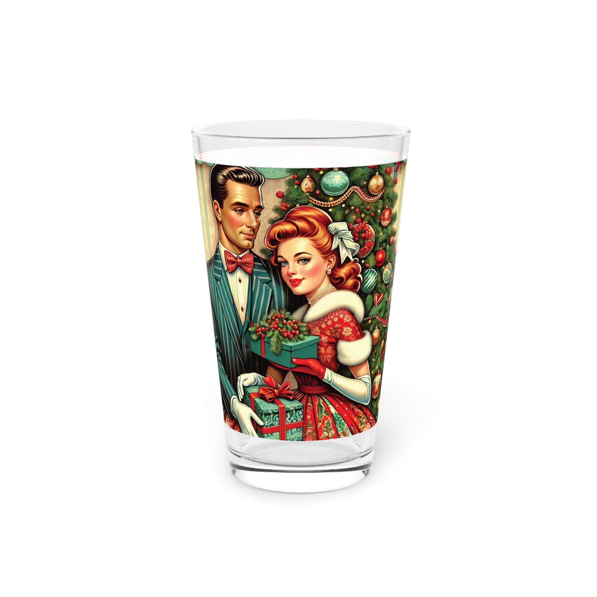 Vintage Retro Radiance 16 oz Pint Glass Featuring 50s Franciscan Diamond Starburst Kitsch Christmas Card Art Party Drinkware, Cocktail Glass Housewarming Perfect Gift Party Drinkware, Cocktail, Wedding Perfect for Parties - MRSBYVALLE