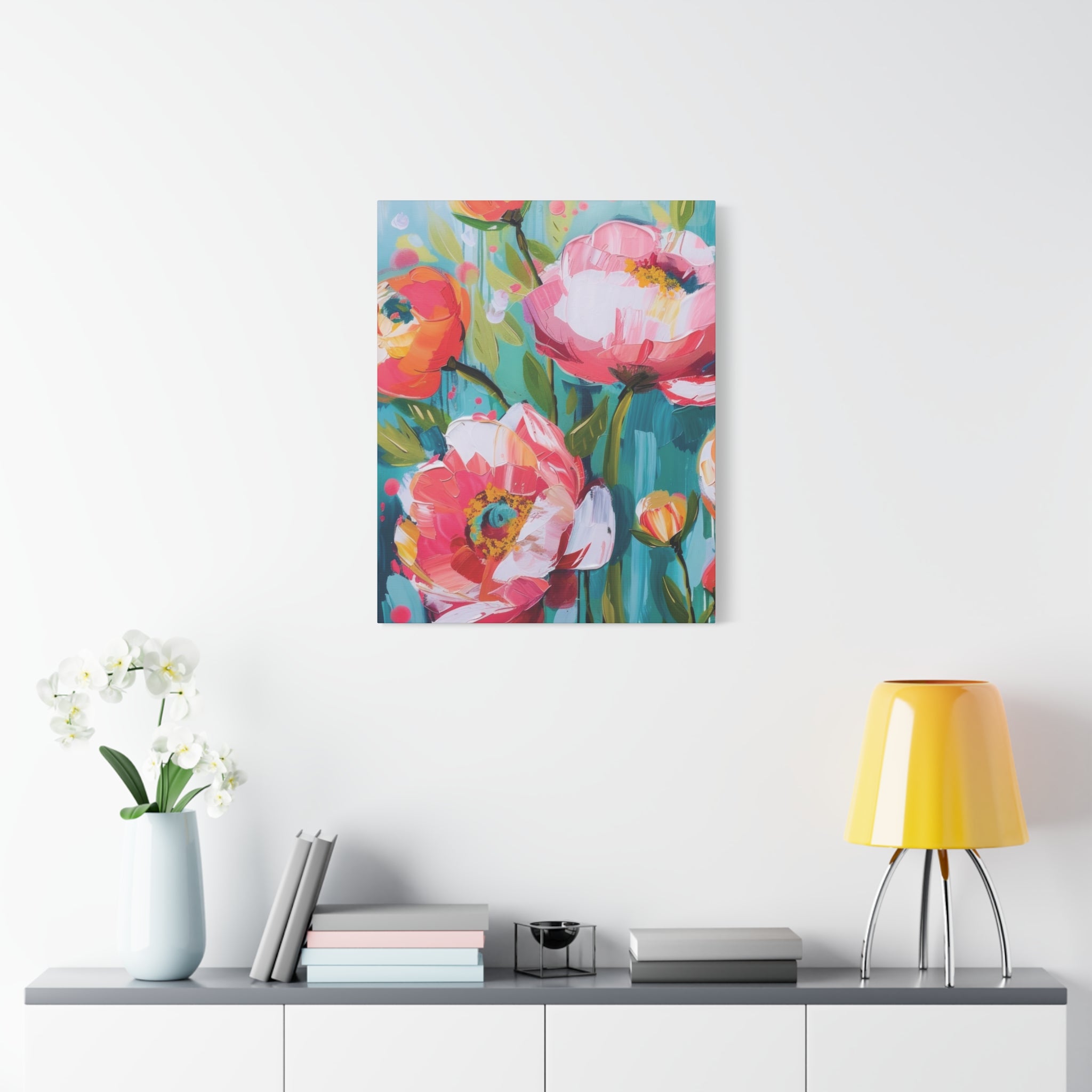 Unique Boho Floral Wall Art Matte Canvas Stretched, Vibrant Botanical Design, Perfect for Living Room, Bedroom, or Office Decor, Adds a Stylish Touch to Any Space - MRSBYVALLE