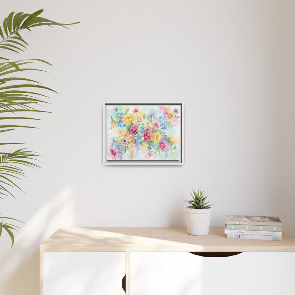 Toile Bouquet Floral Aquarelle, Art Mural Mat Encadré | Art Mural Multicolore