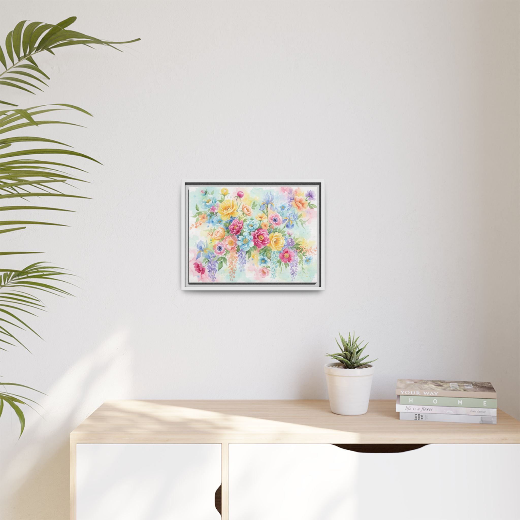 Toile Bouquet Floral Aquarelle, Art Mural Mat Encadré | Art Mural Multicolore