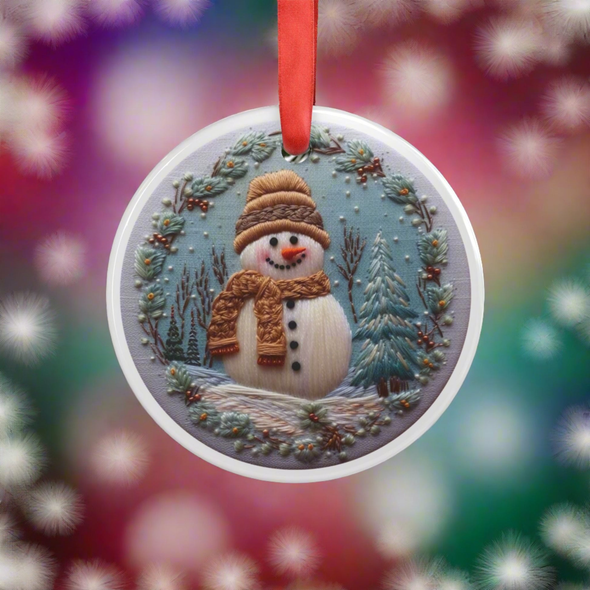 Christmas Snowman Ornament 3D Illusion Acrylic with Ribbon - Festive Holiday Décor, Perfect Gift for Tree, Home, Office | Unique Christmas Decoration Holiday Keepsake Ideal for Tree Trimming and Gift Giving