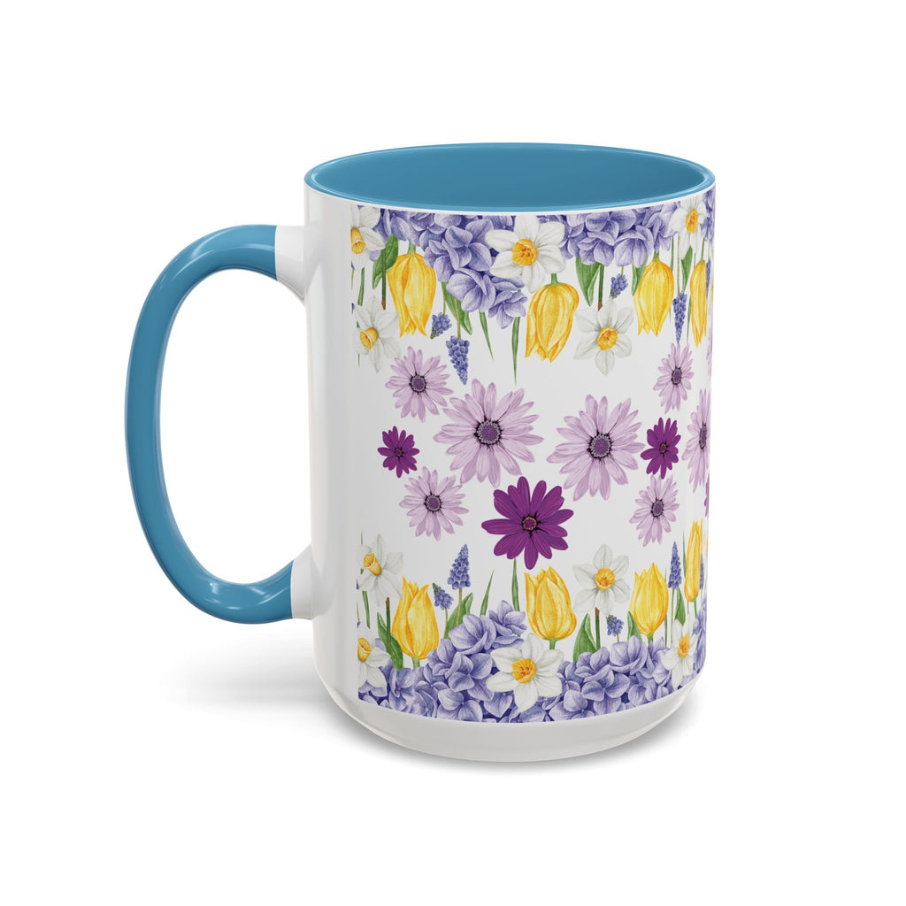Botanical Floral Mug  Lavender & Yellow Flowers, Ceramic 11oz & 15oz Cup, Ideal Gift for Coffee Lovers, Mother's Day, or Cozy Spring Mornings