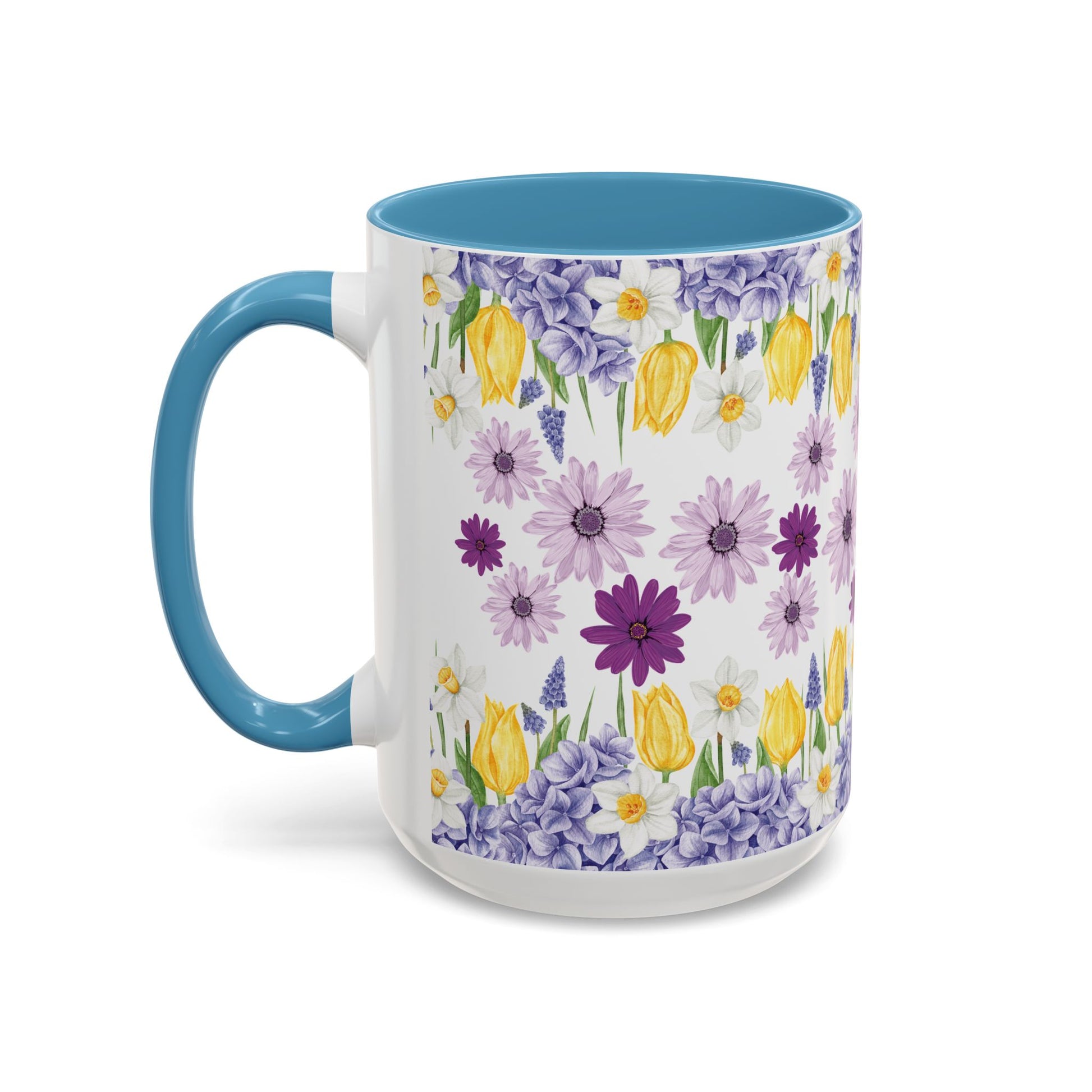 Botanical Floral Mug  Lavender & Yellow Flowers, Ceramic 11oz & 15oz Cup, Ideal Gift for Coffee Lovers, Mother's Day, or Cozy Spring Mornings