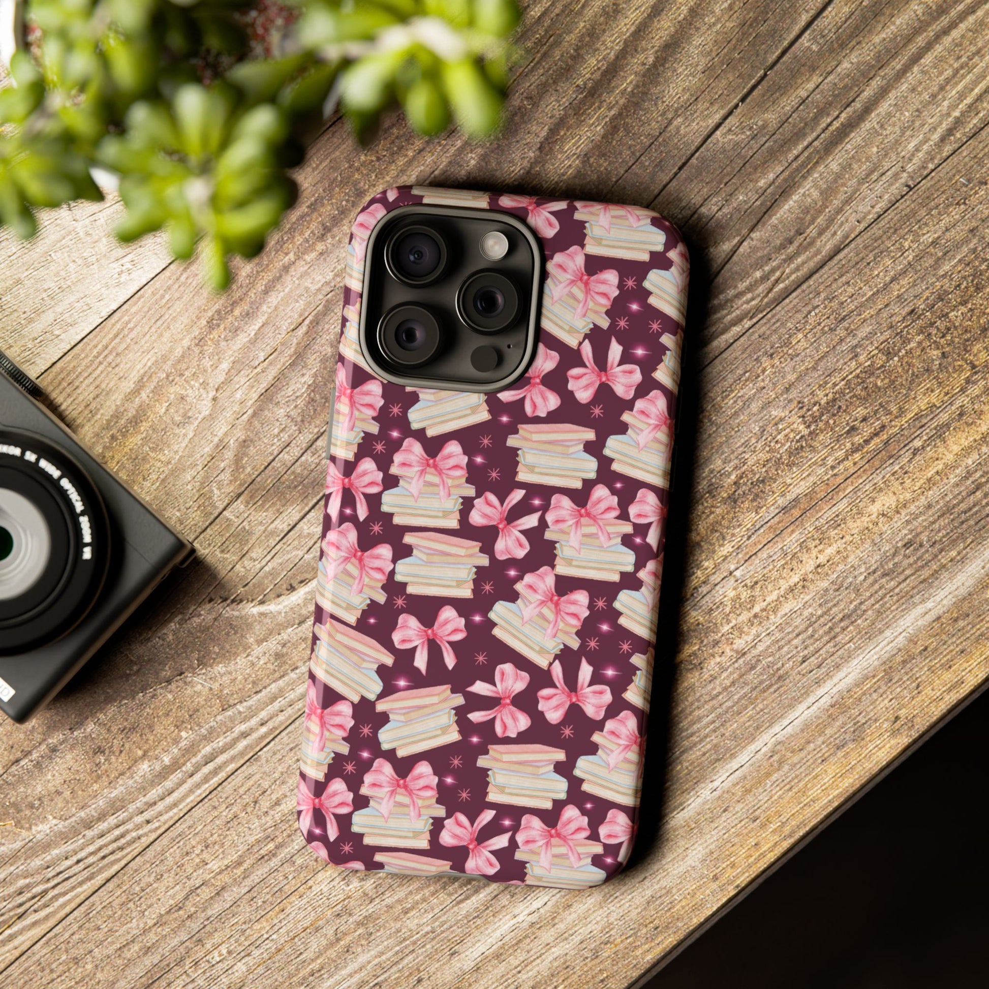 Coquette Pink Bows & Books Phone Case for iPhone 16 15 14 13 12  21 23 Samsung, and Pixel | Stylish Protective Cover Gift for Her Perfect for Floral Lover