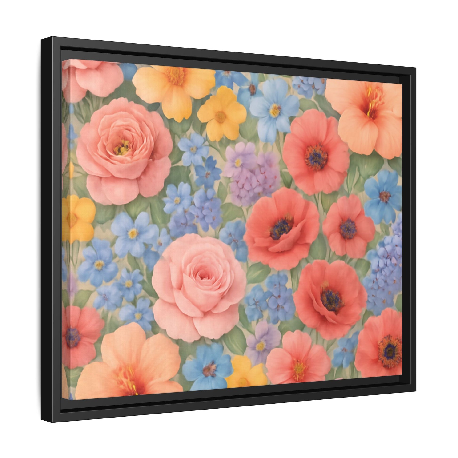 Luxury Framed Floral Canvas – Bold Multi-Color Botanical Wall Art, Elegant Nature-Inspired Accent for Living Room, Bedroom, or Office Décor Gift for Mom