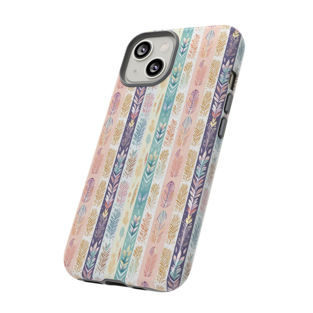 Coque de téléphone abstraite moderne aquarelle Plumes pastel bohème compatible avec iPhone, Samsung et plus - Protection élégante et durable avec un design artistique éclatant, cadeau parfait pour elle
