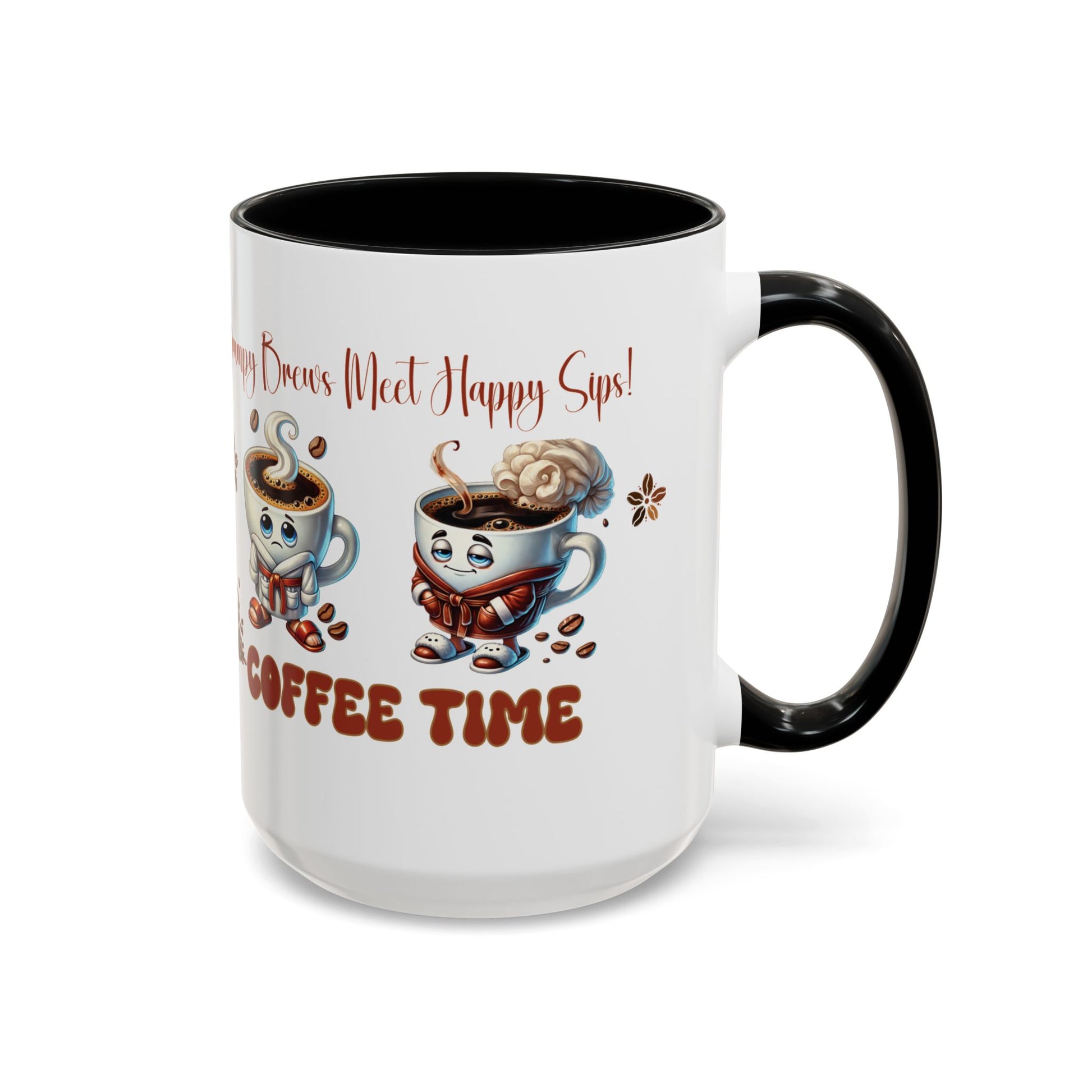 Grumpy Brews Meet Happy Sips Ceramic Mug - Funny Coffee Cup, Cute Tea Mug, Sarcastic Drinkware, Unique Gift, Kitchen Decor Accent Coffee Mug (11, 15oz) - MRSBYVALLE