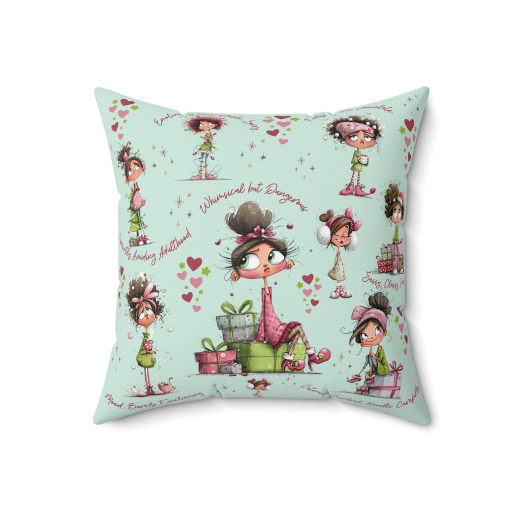 Square Pillow Too Cozy to Care Whimsical Minky Blanket for Cozy Comfort